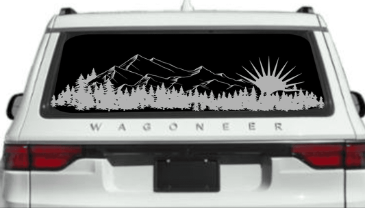Mountain Silhouette Vinyl Decal for Jeep Wagoneer's Rear Window