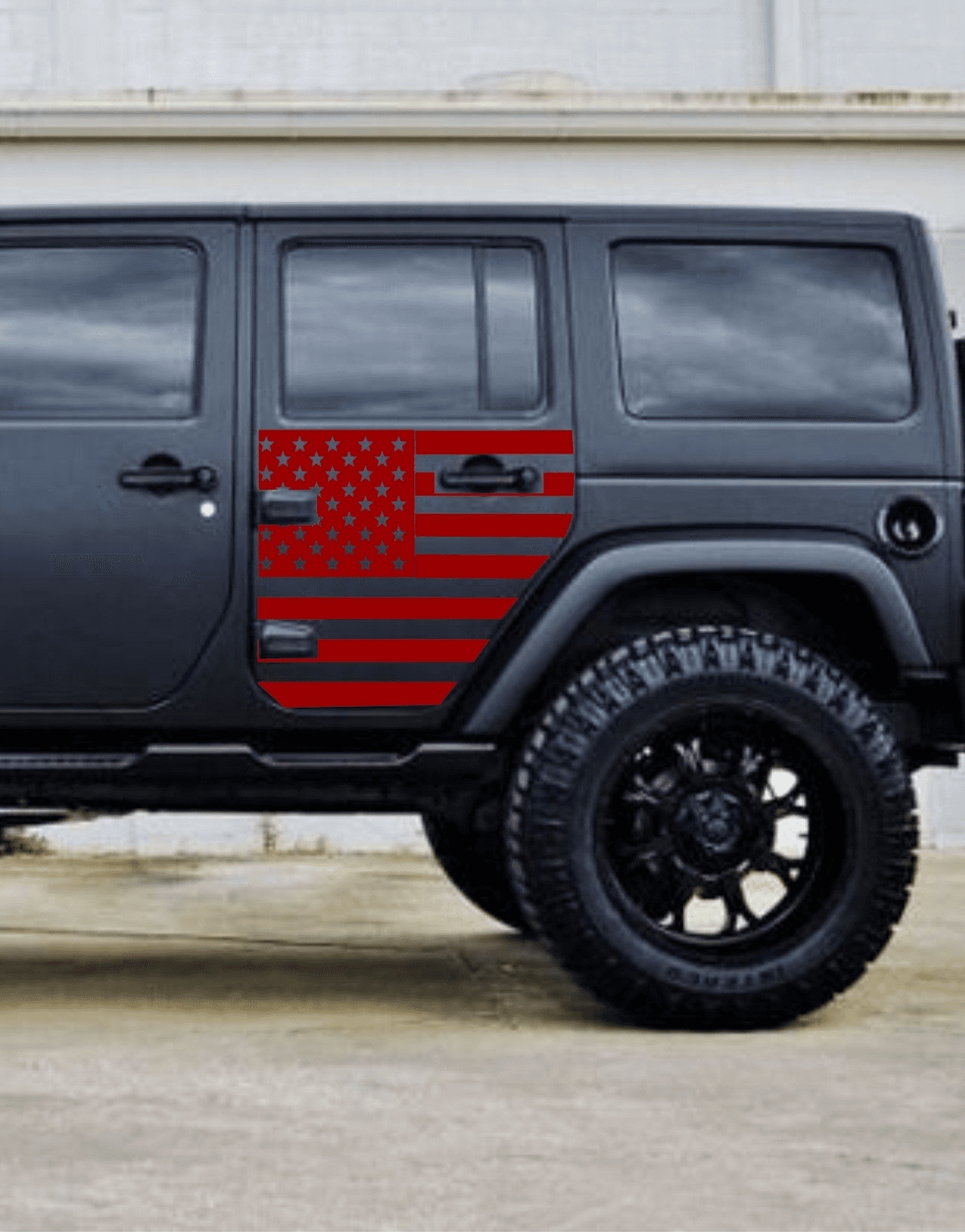 SET OF AMERICAN FLAG VINYL DECAL FOR JEEP WRANGLER 4-DOOR JK 2007-2017