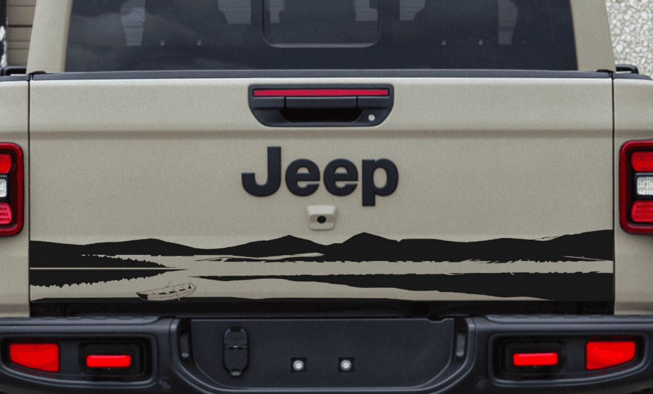 Mountain Lake Silhouette Vinyl Decal for Jeep Gladiator Tailgate
