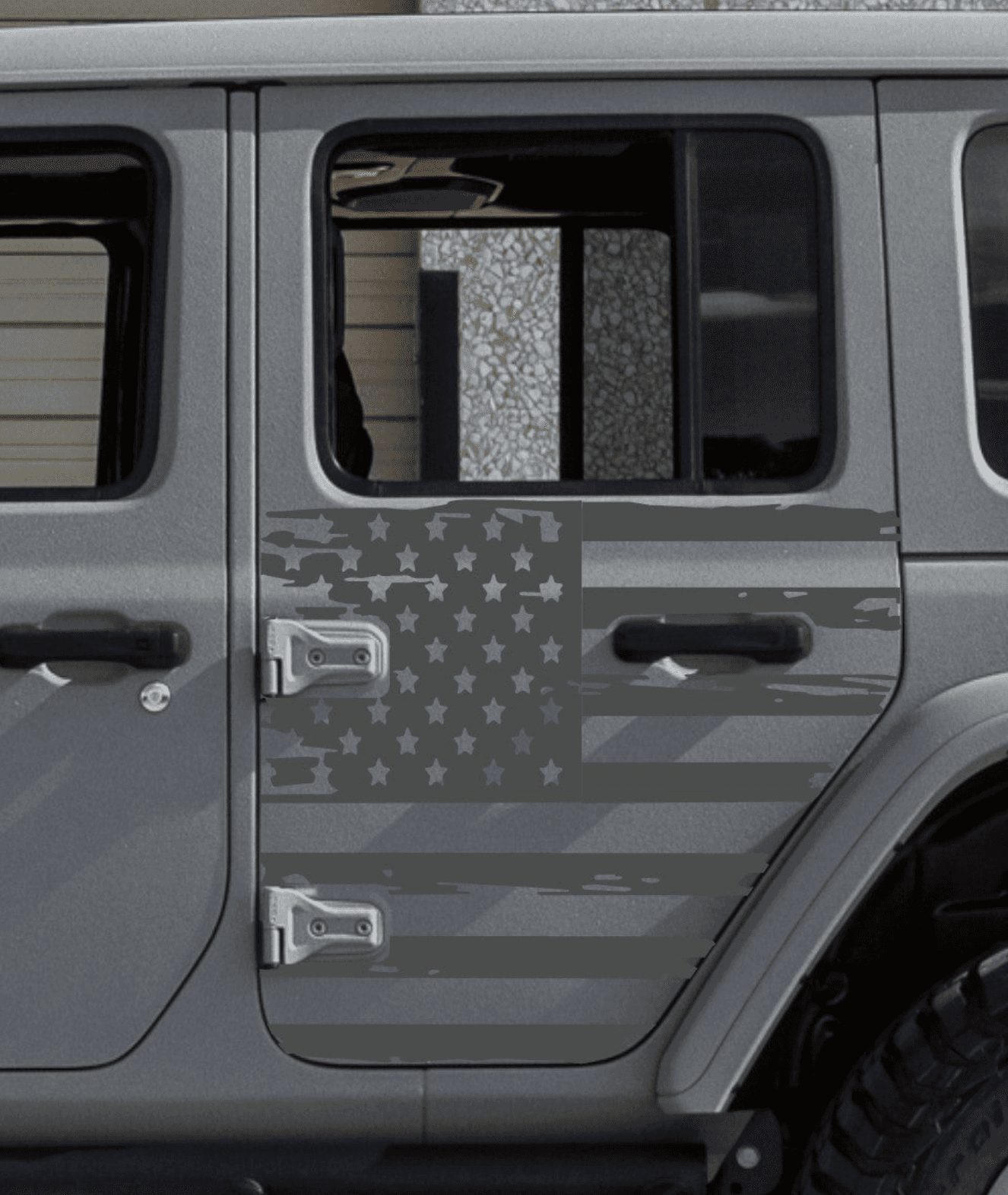SET OF AMERICAN FLAG VINYL DECAL FOR SIDE DOORS OF JEEP WRANGLER JL 4-DOOR