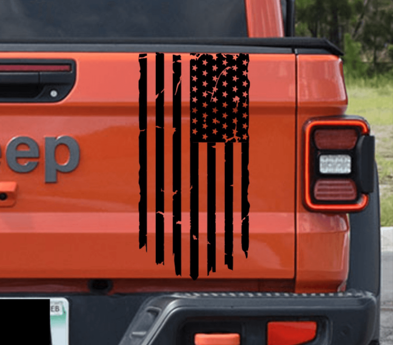 Jeep Gladiator Decal | Tailgate Distressed American Flag Stickers