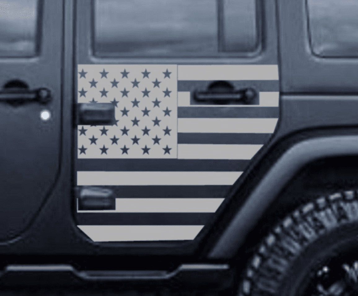 SET OF AMERICAN FLAG VINYL DECAL FOR JEEP WRANGLER 4-DOOR JK 2007-2017