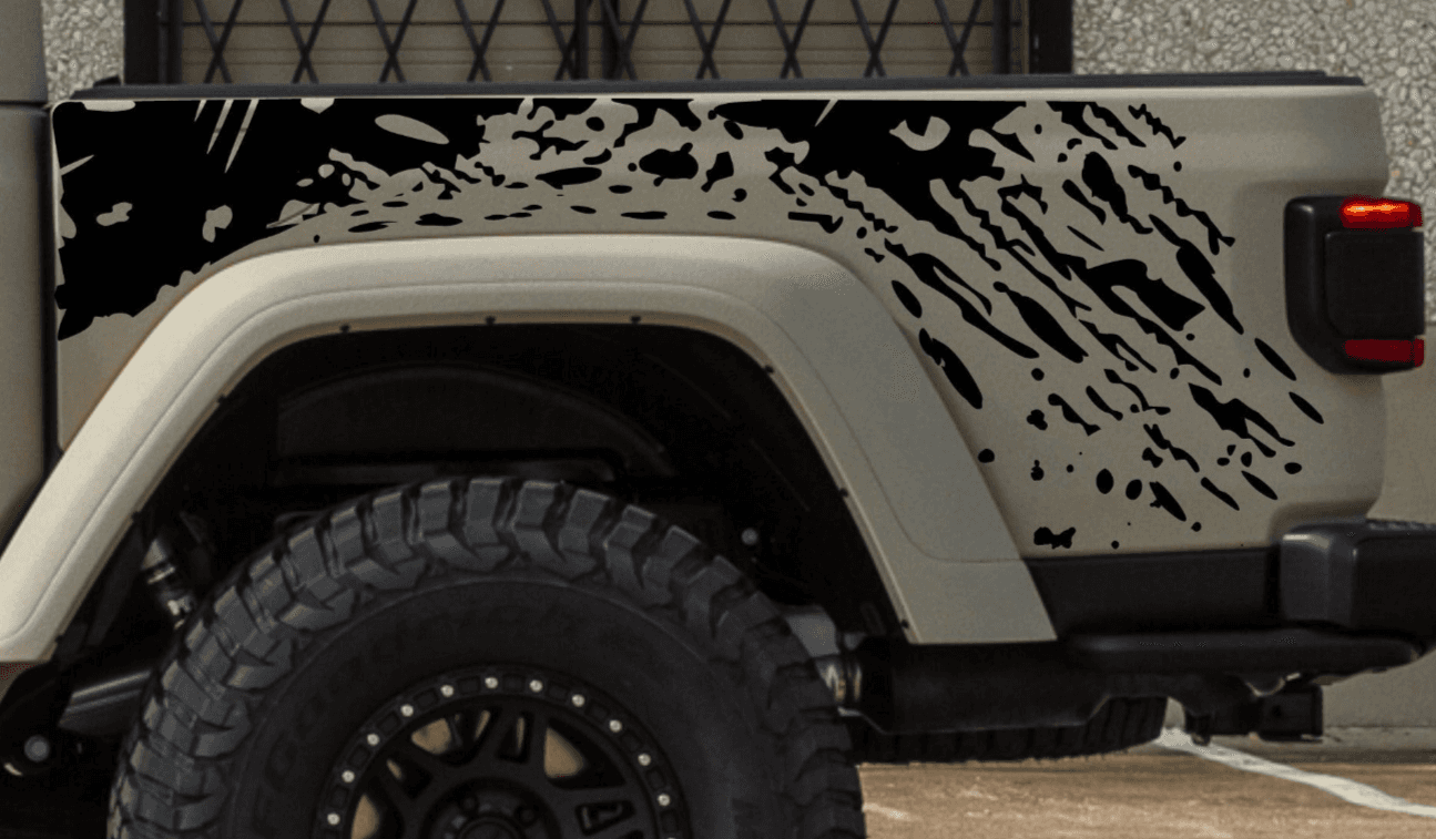 Set of Mud Splash Decals for Jeep Gladiator Truck Bed Sides '19-2022