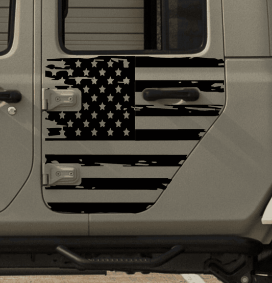 SET OF AMERICAN FLAG VINYL DECAL FOR JEEP GLADIATORS SIDE DOORS