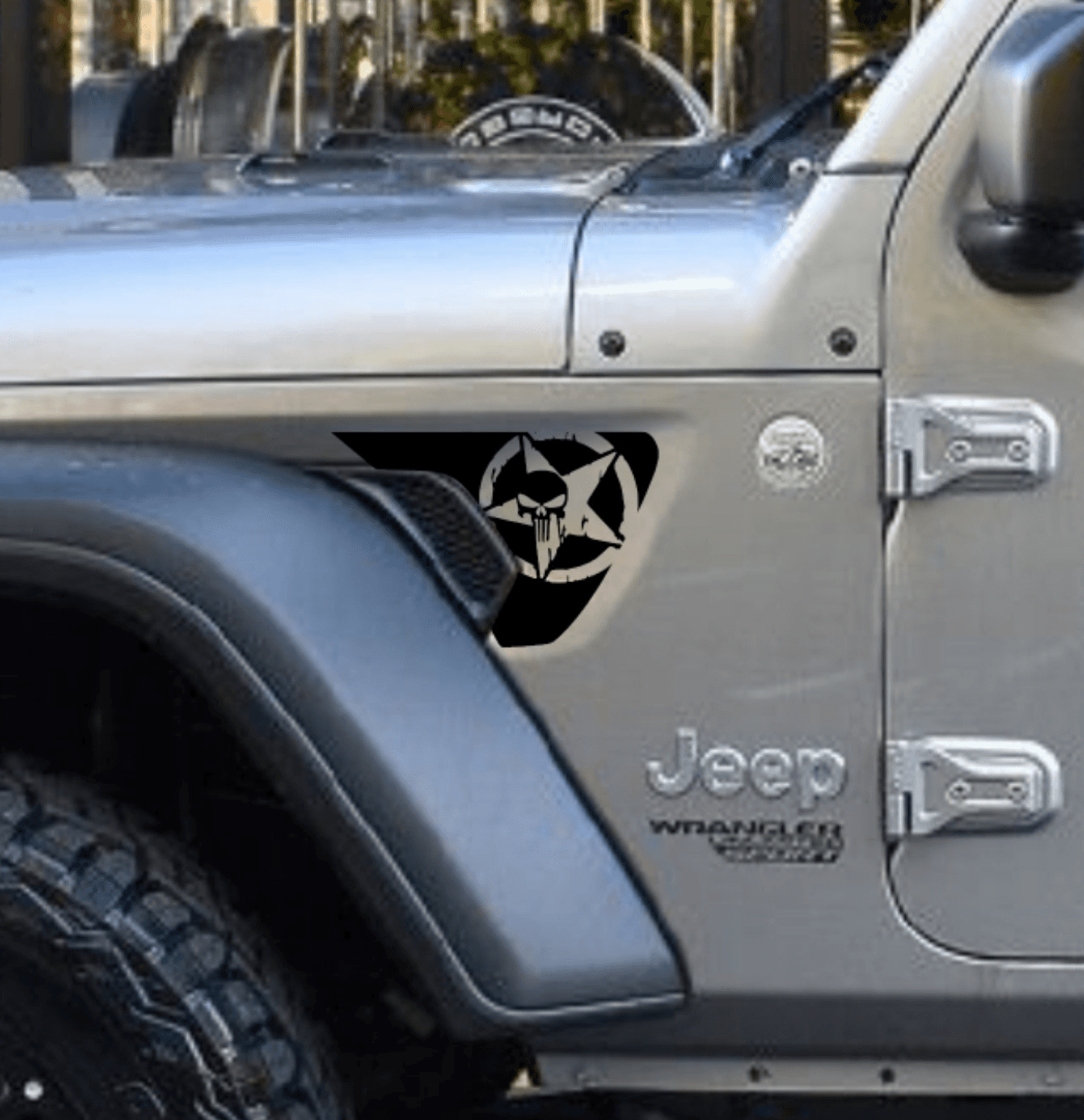 Set of Military Star Punisher Fender Vents Decal Stickers for Jeep Wrangler JL & Jeep Gladiator Trucks