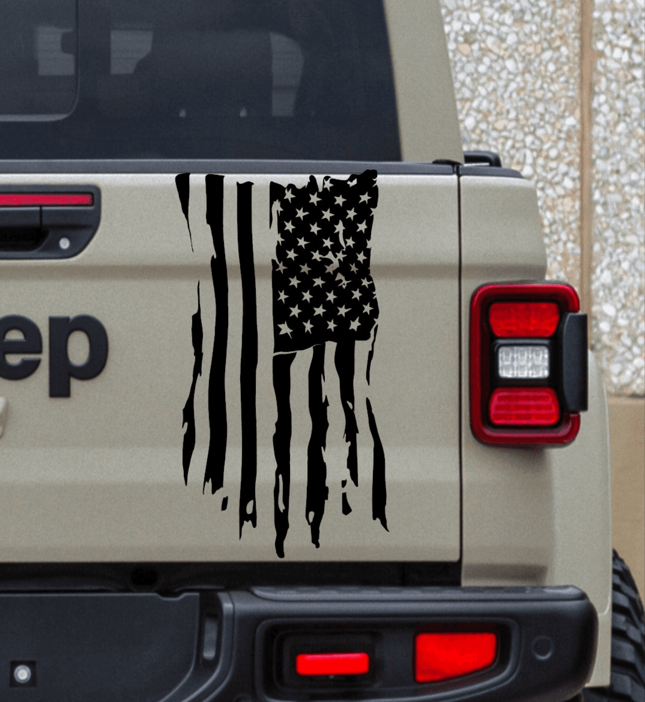 Jeep Gladiator Decal | Tailgate Distressed American Flag Stickers