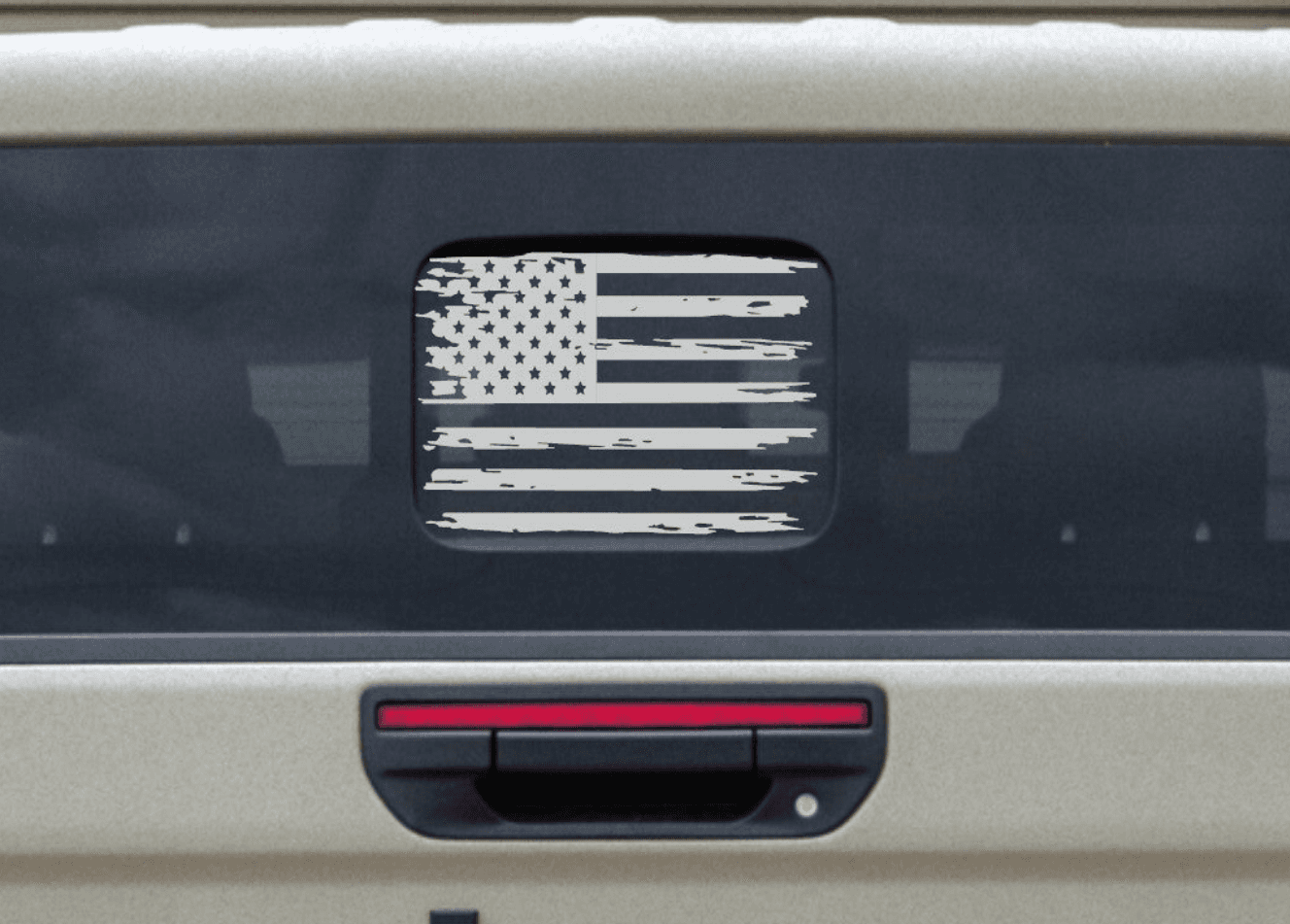Distressed American Flag Vinyl Decal for Jeep Gladiator's Small Back Rear Window