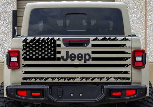 JEEP GLADIARTOR DECALS TAILGATE DECALS STICKERS VINYL DECAL AMERICAN FLAG