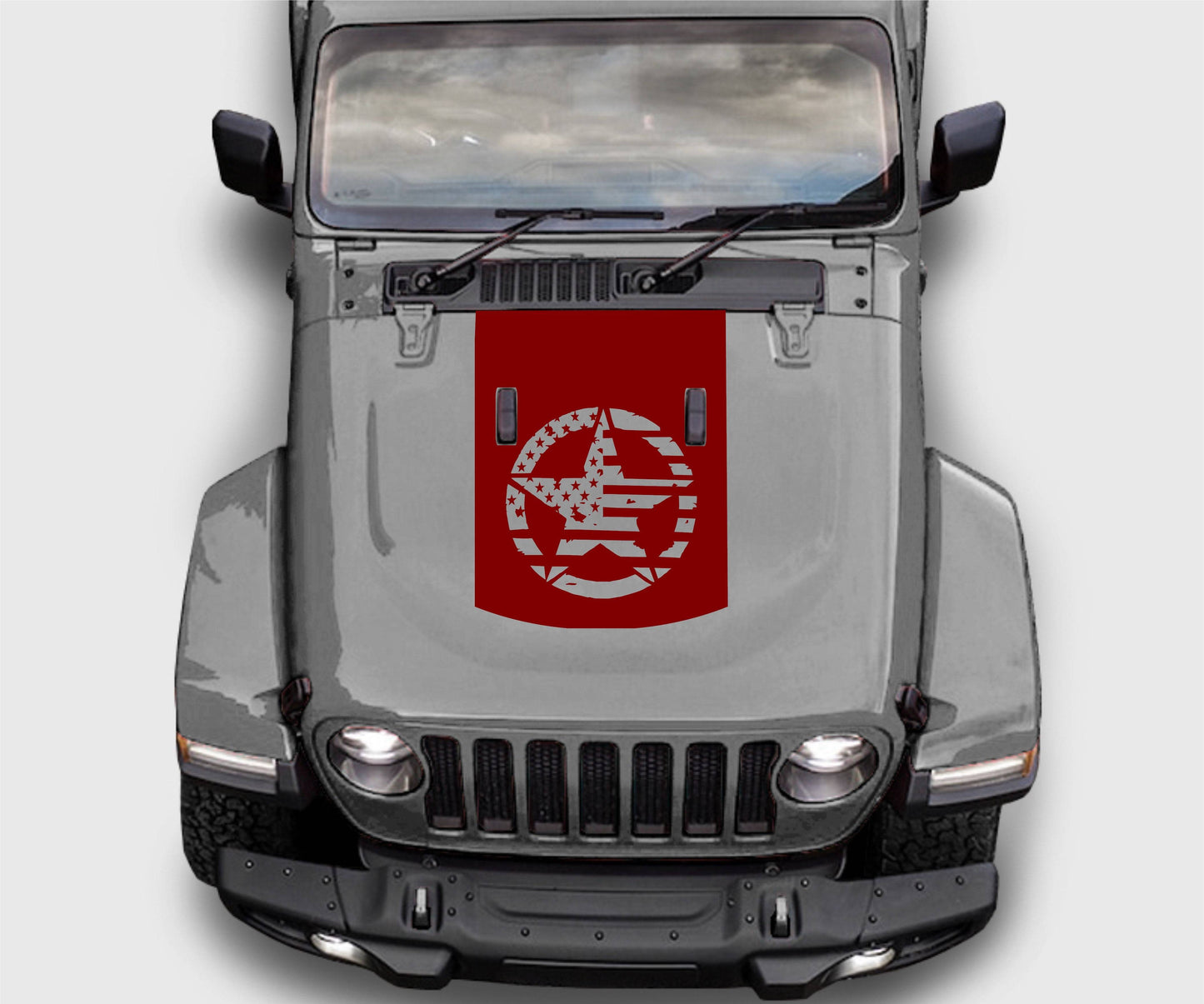 Jeep Wrangler JL Gladiator Military Star American Flag Hood Decal Sticker