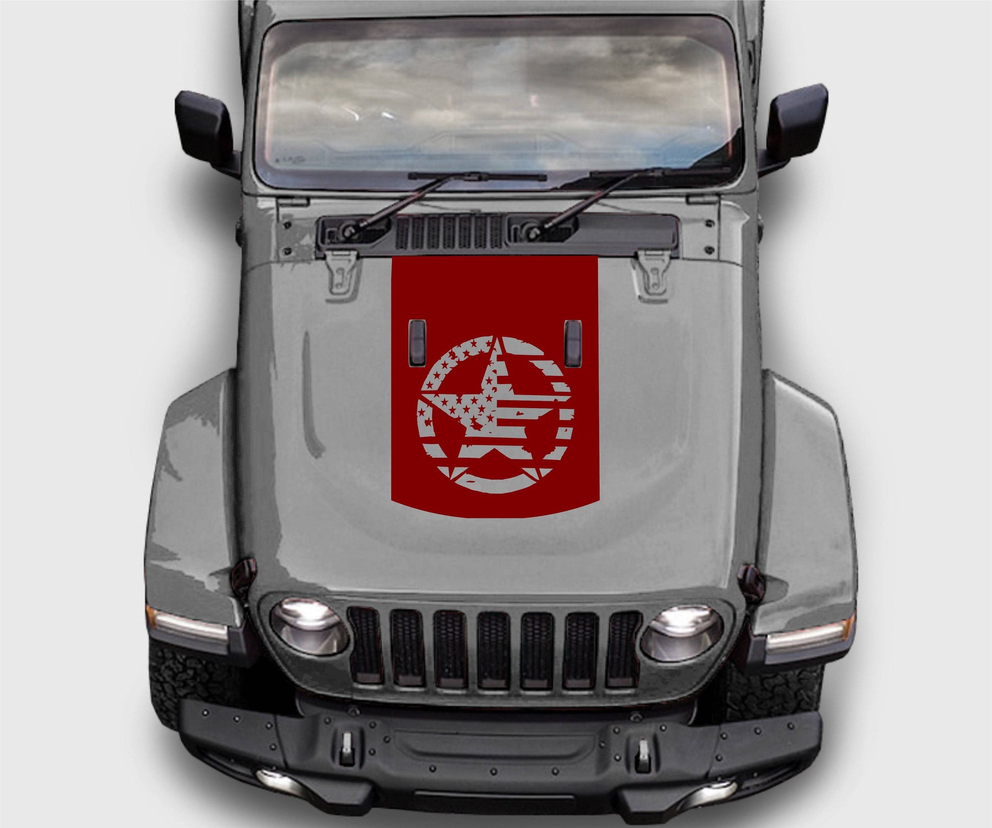 Jeep Wrangler JL Gladiator Military Star American Flag Hood Decal Sticker