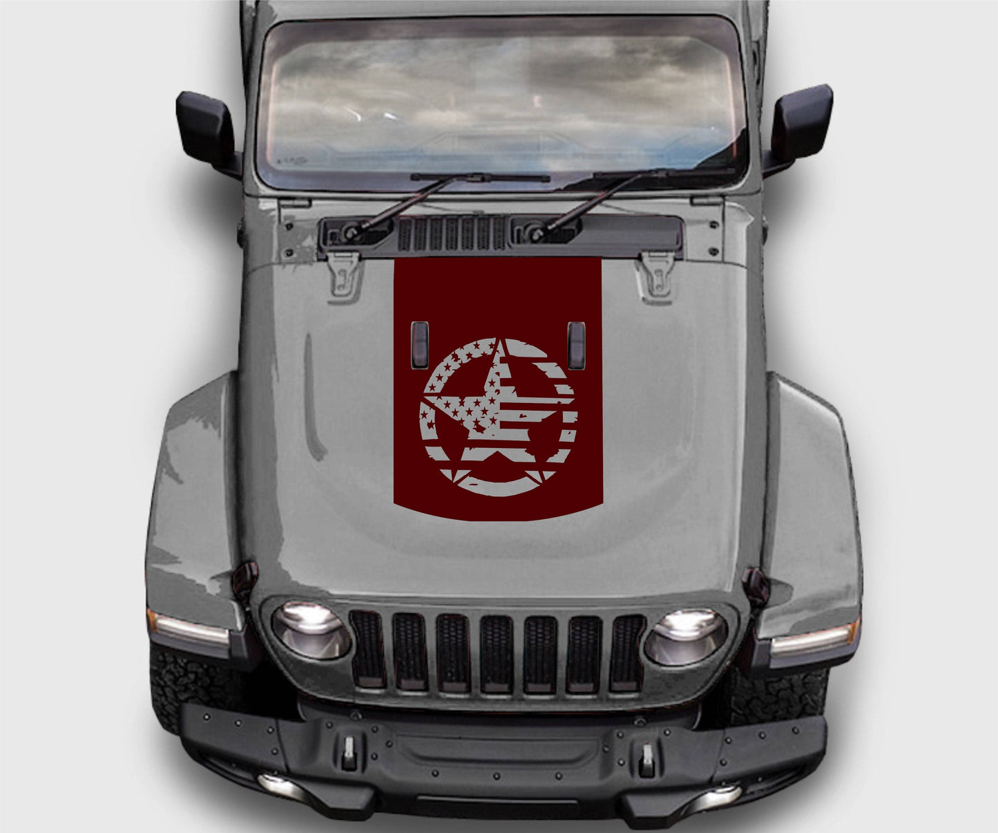 Jeep Wrangler JL Gladiator Military Star American Flag Hood Decal Sticker