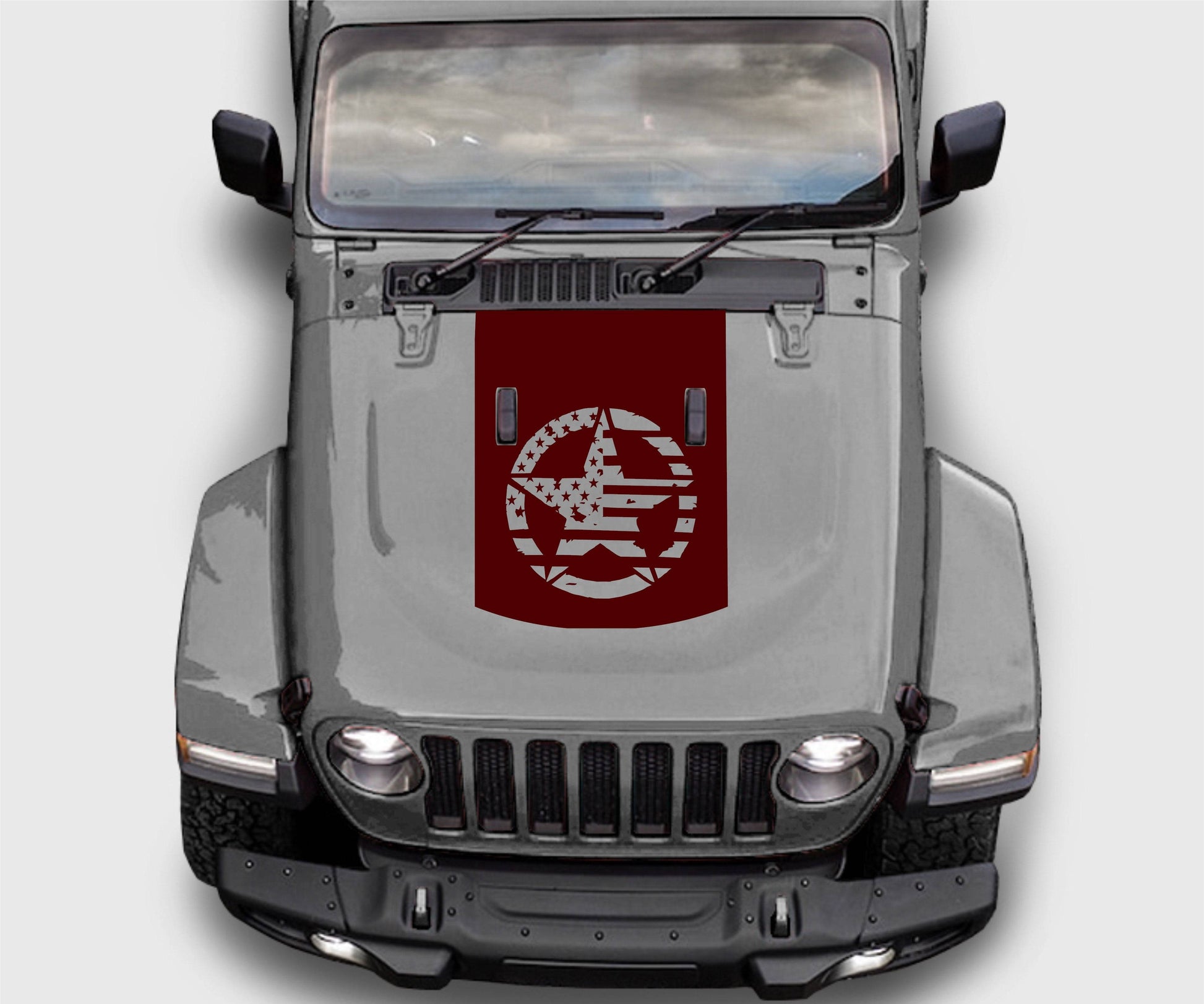 Jeep Wrangler JL Gladiator Military Star American Flag Hood Decal Sticker