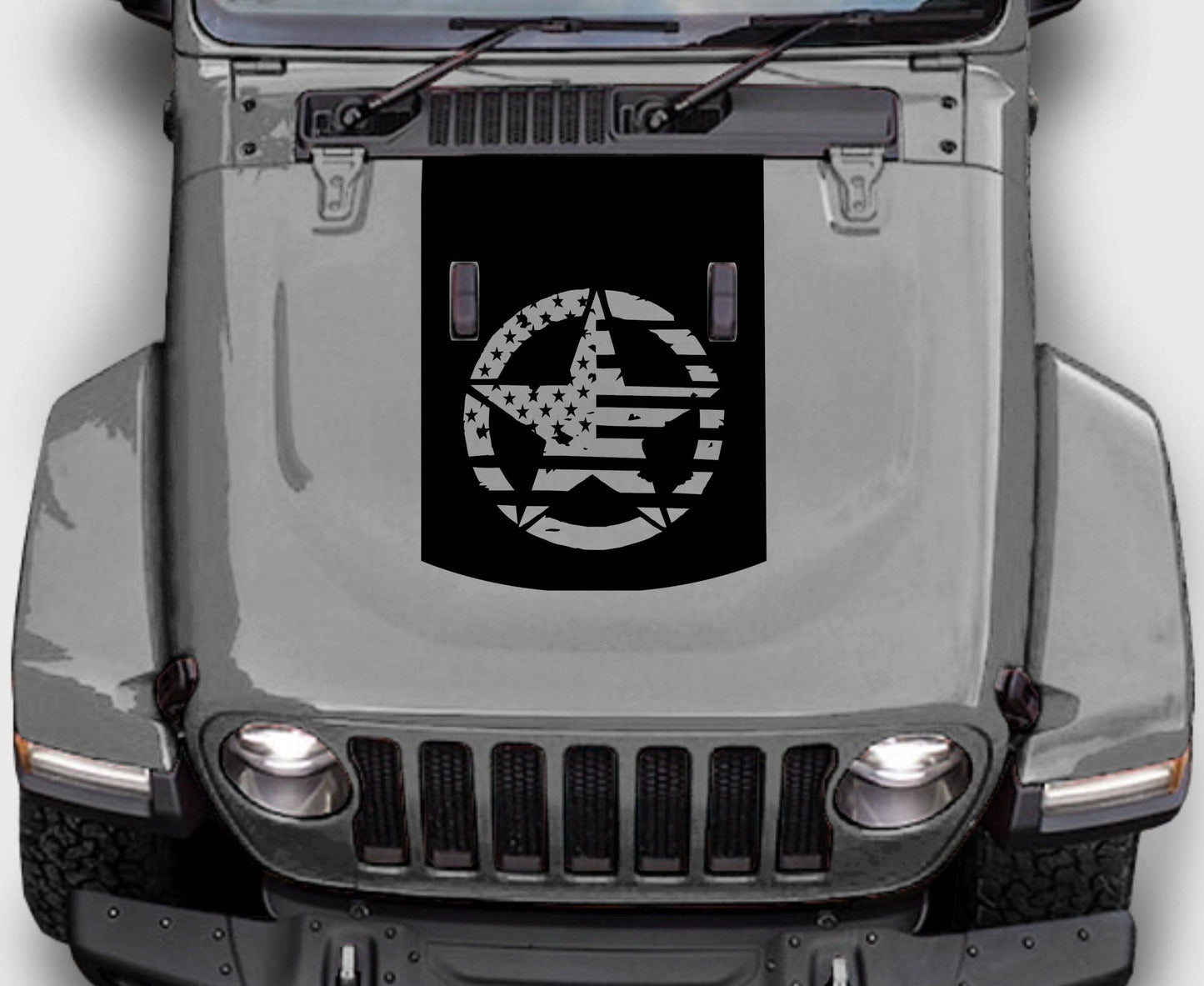 Jeep Wrangler JL Gladiator Military Star American Flag Hood Decal Sticker