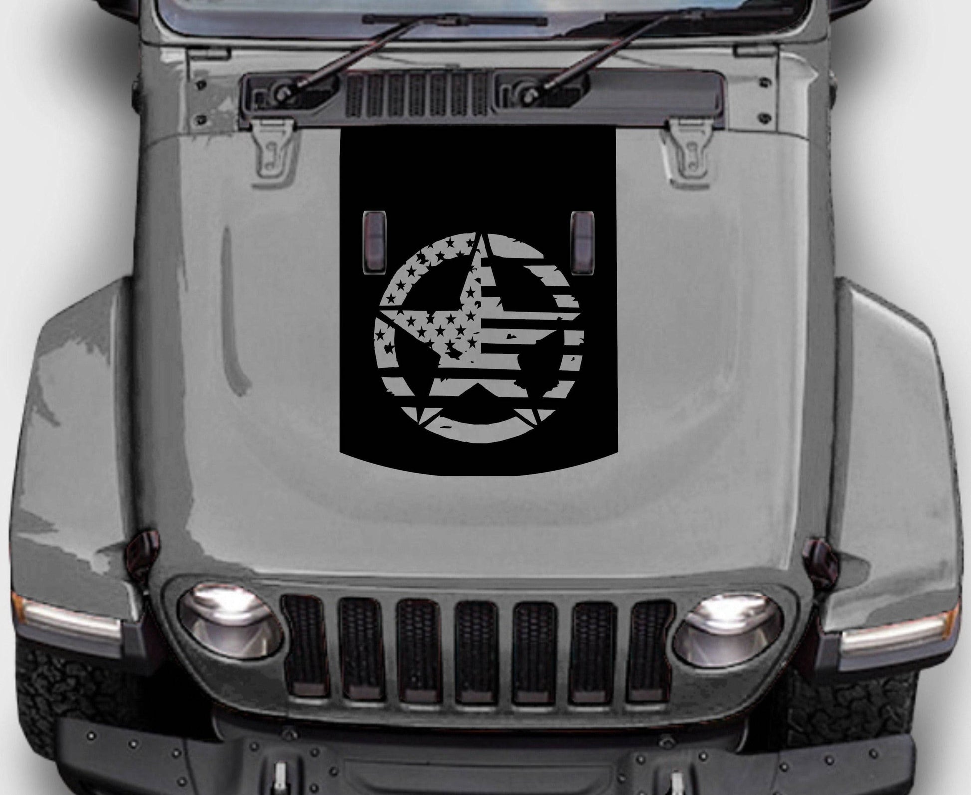 Jeep Wrangler JL Gladiator Military Star American Flag Hood Decal Sticker