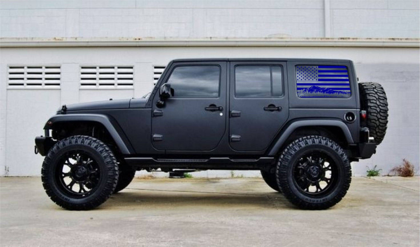 Jeep Wrangler JK Decals Stickers Set of American Flag Mountain Silhouette Vinyl Decal For 4-Door 2006-2017JK Rear Side Windows