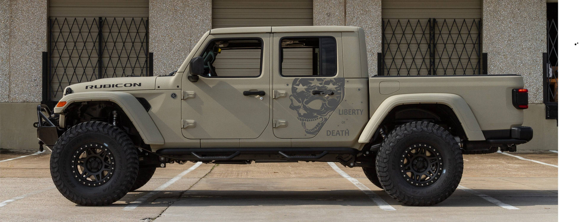 Set of American Flag Patriotism Patriots Inspired Skull Punisher "LIBERTY OR DEATH" Side Door Decals For Jeep Gladiator Trucks