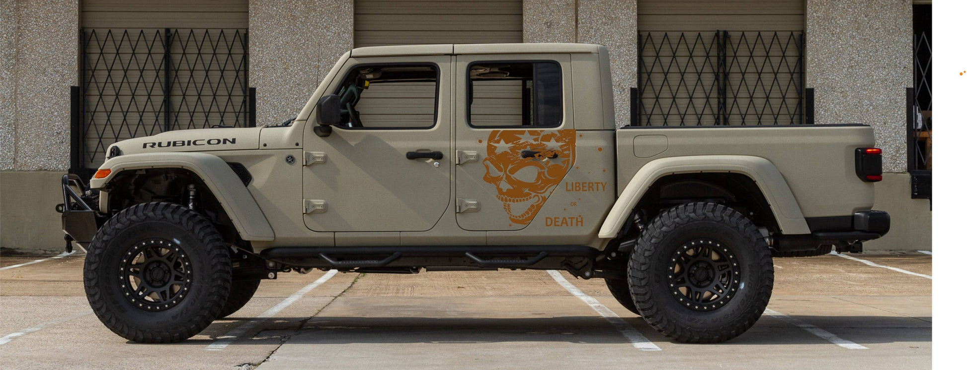 Set of American Flag Patriotism Patriots Inspired Skull Punisher "LIBERTY OR DEATH" Side Door Decals For Jeep Gladiator Trucks