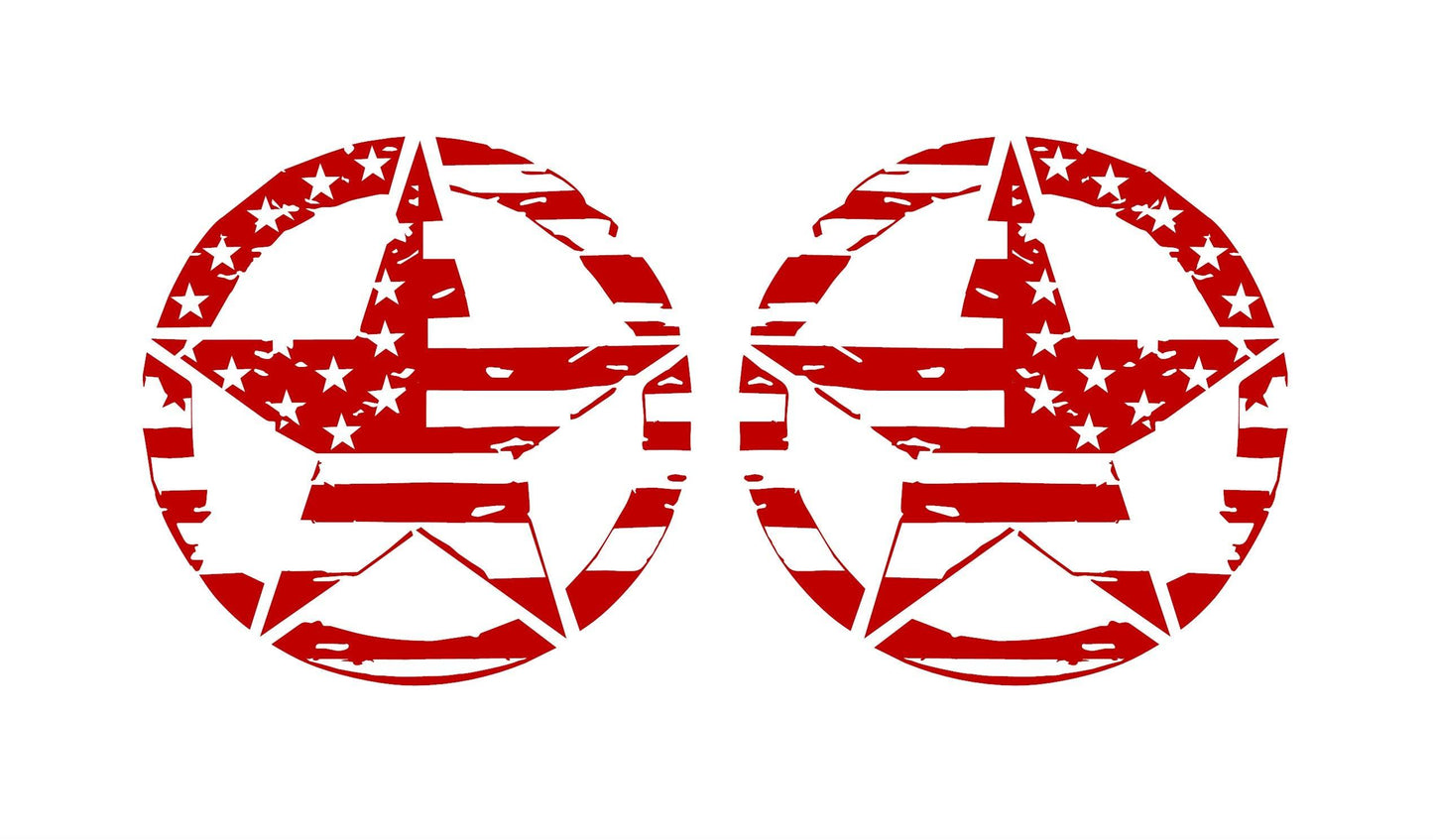 SET OF AMERICAN FLAG MILITARY STAR VINYL DECALS FOR CARS, JEEPS, TRUCKS, VANS, WINDOWS...