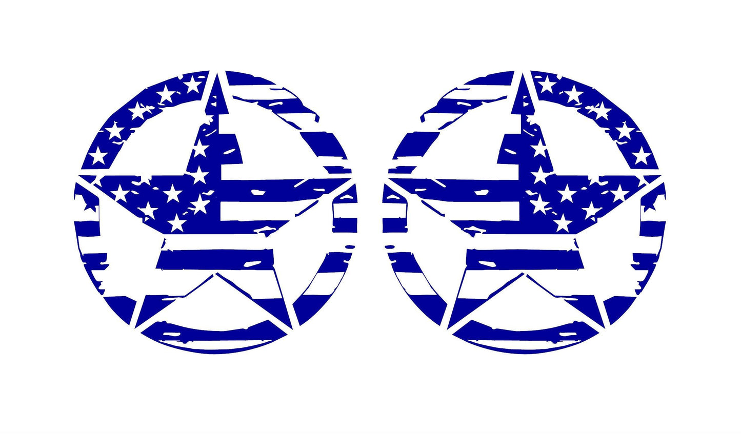 SET OF AMERICAN FLAG MILITARY STAR VINYL DECALS FOR CARS, JEEPS, TRUCKS, VANS, WINDOWS...