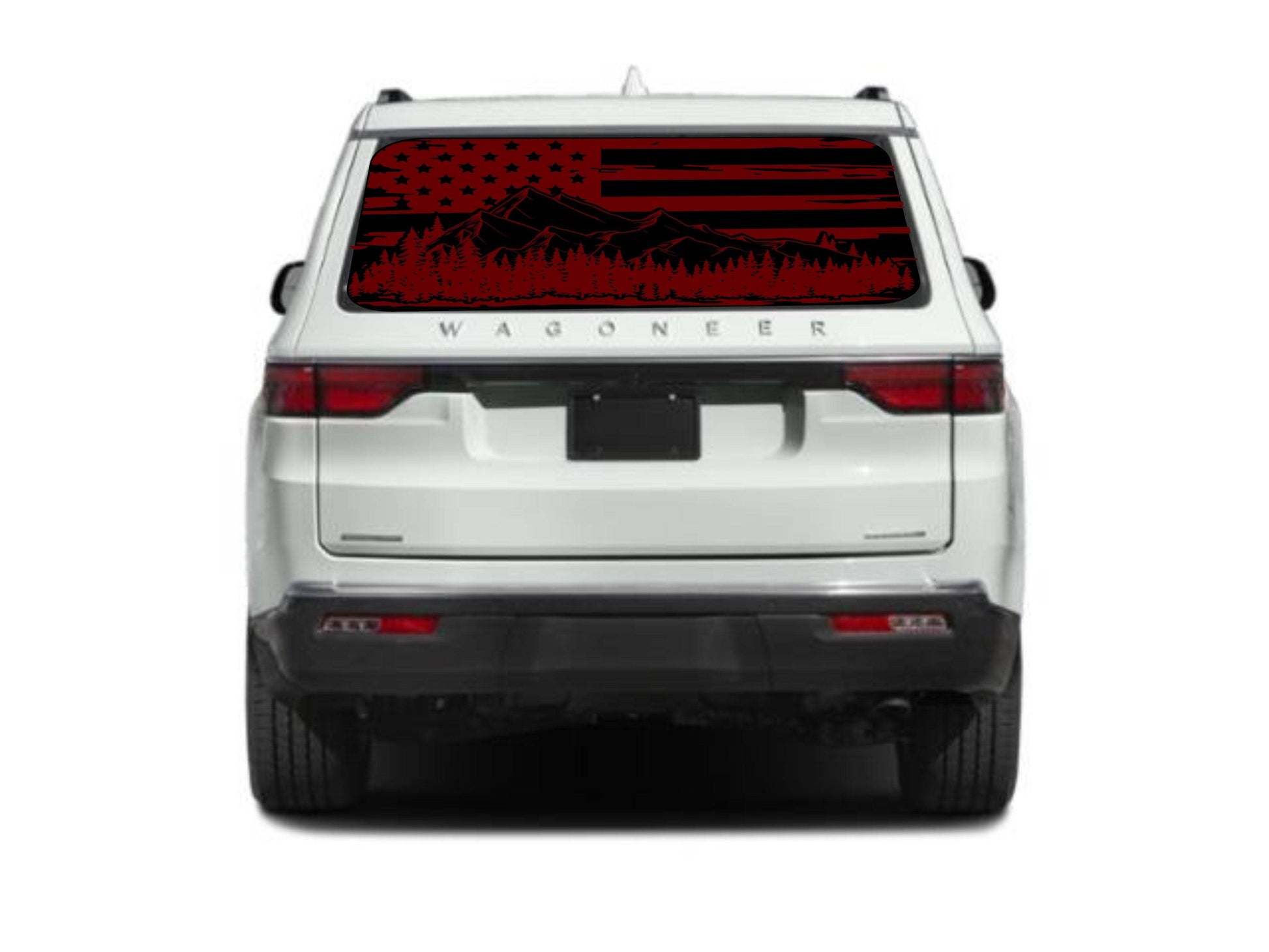 American Flag Mountain Silhouette Vinyl Decal for Jeep Wagoneer Rear Window