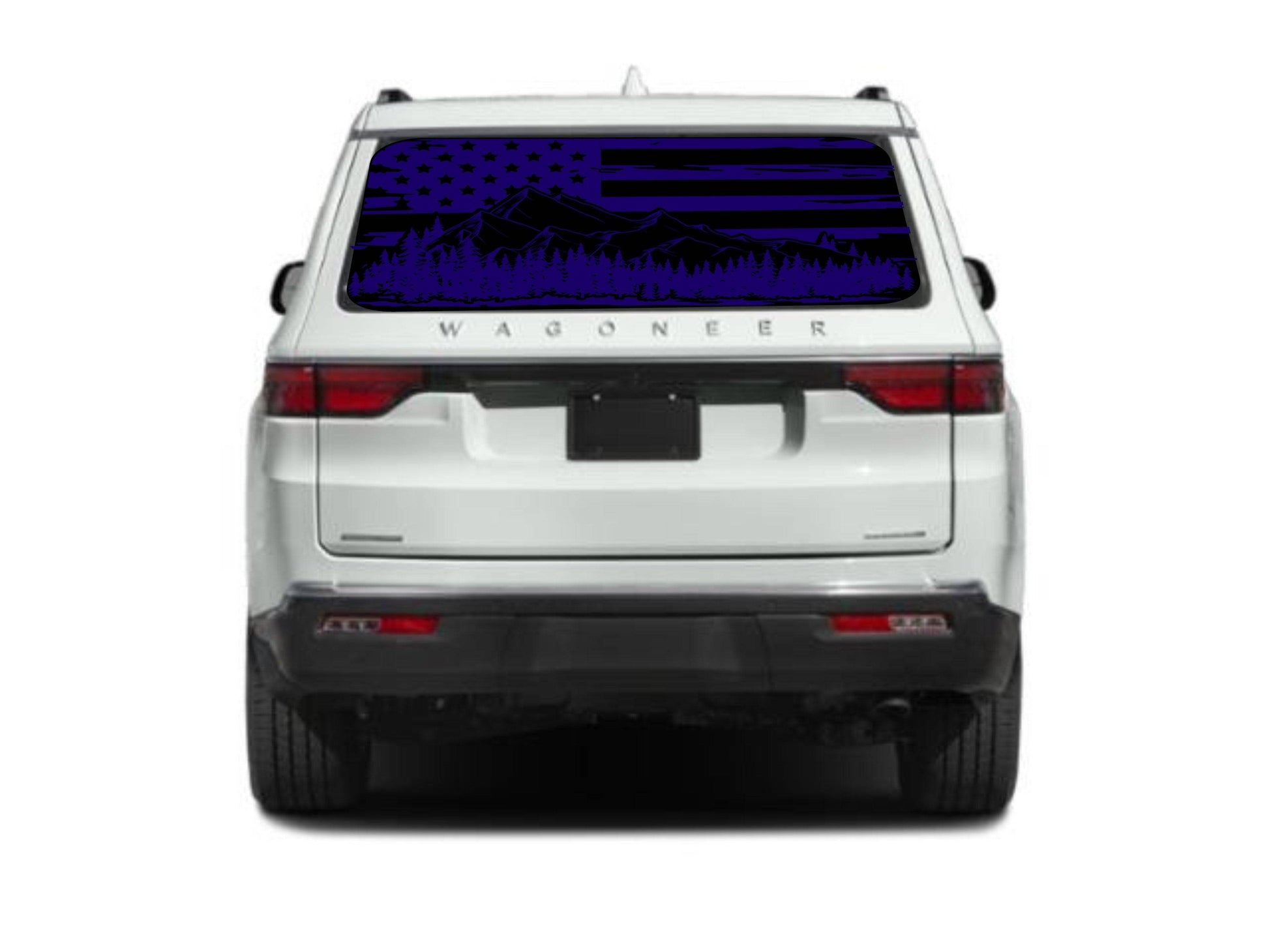American Flag Mountain Silhouette Vinyl Decal for Jeep Wagoneer Rear Window