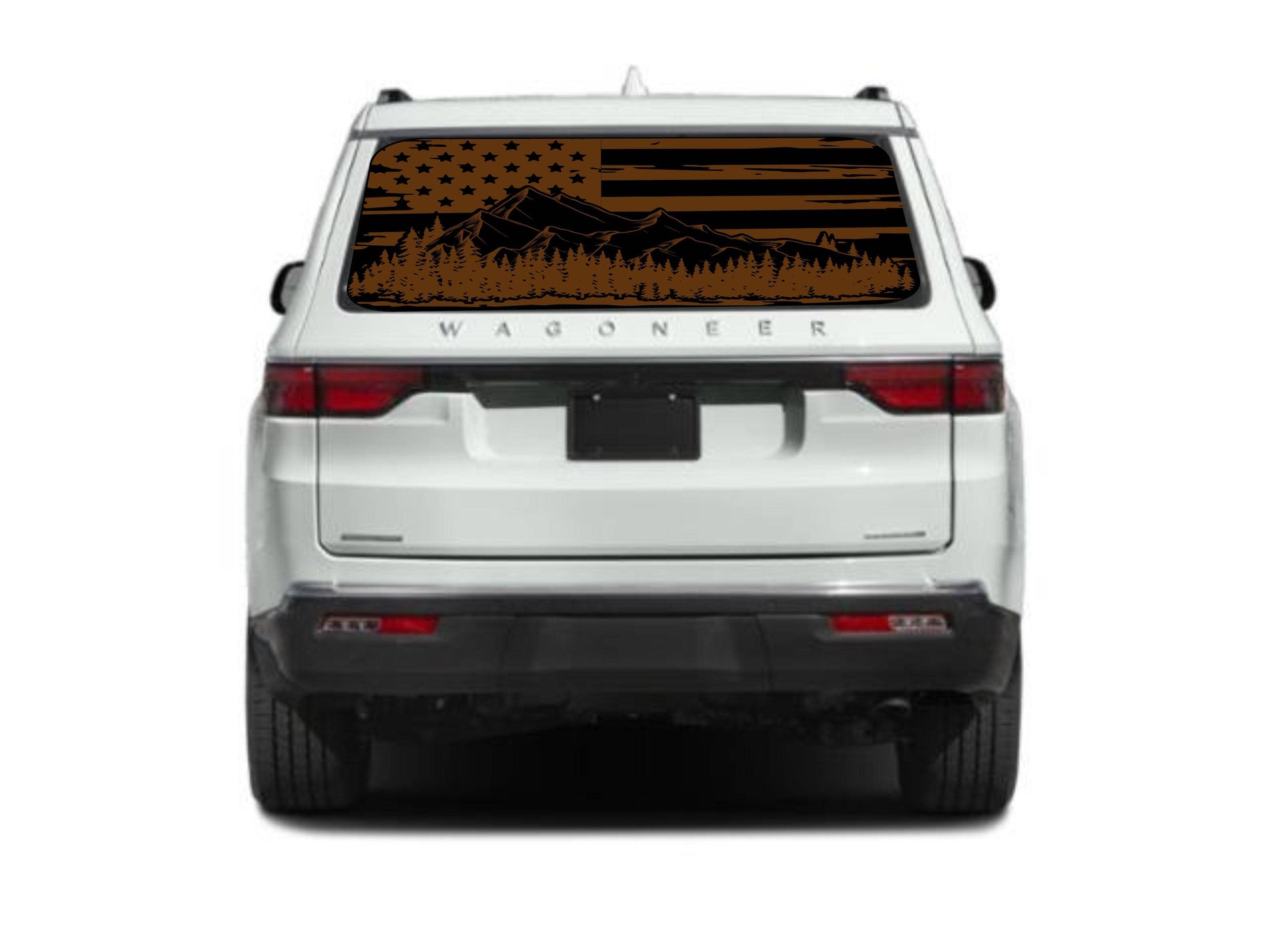 American Flag Mountain Silhouette Vinyl Decal for Jeep Wagoneer Rear Window