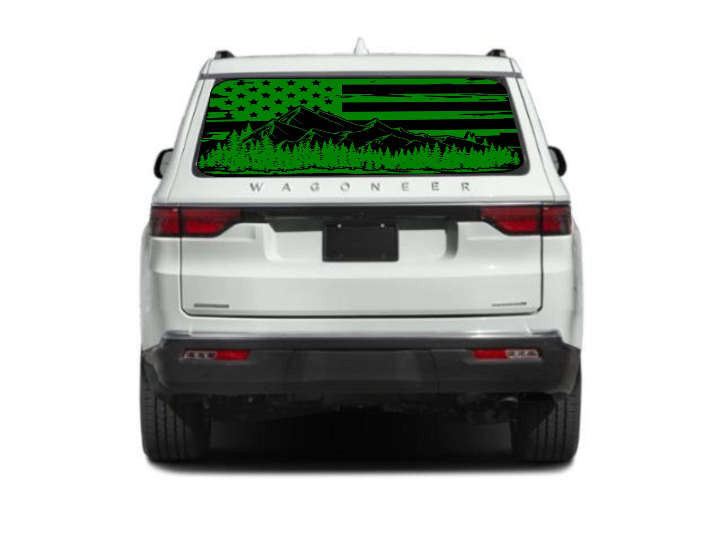 American Flag Mountain Silhouette Vinyl Decal for Jeep Wagoneer Rear Window