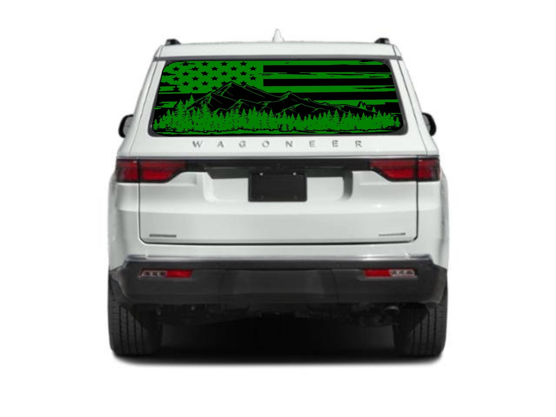 American Flag Mountain Silhouette Vinyl Decal for Jeep Wagoneer Rear Window