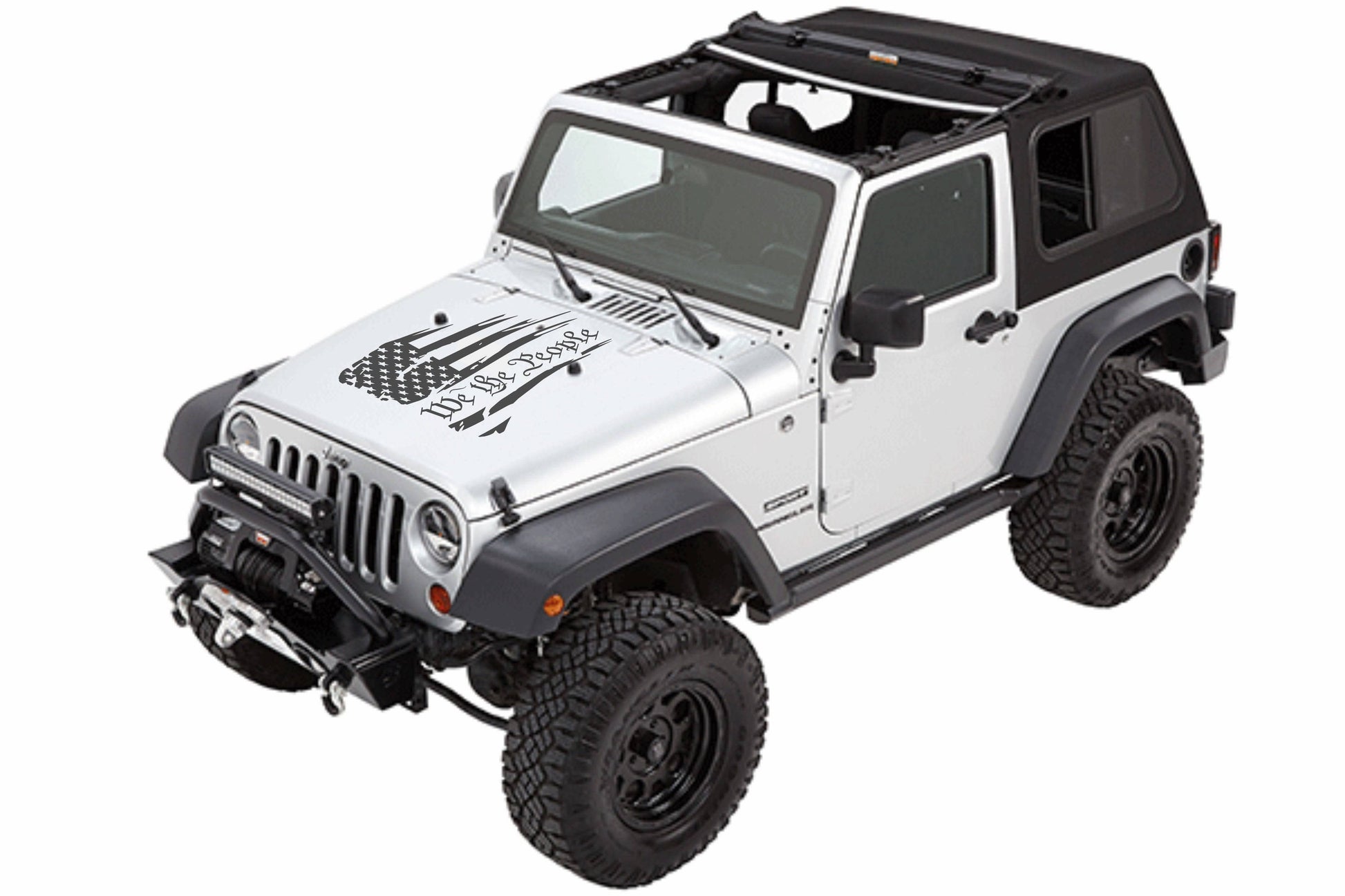 WE THE PEOPLE AMERICAN FLAG HOOD DECAL CAR STICKERS FOR CARS, JEEP WRANGLER, TRUCK, JEEP GLADIATOR