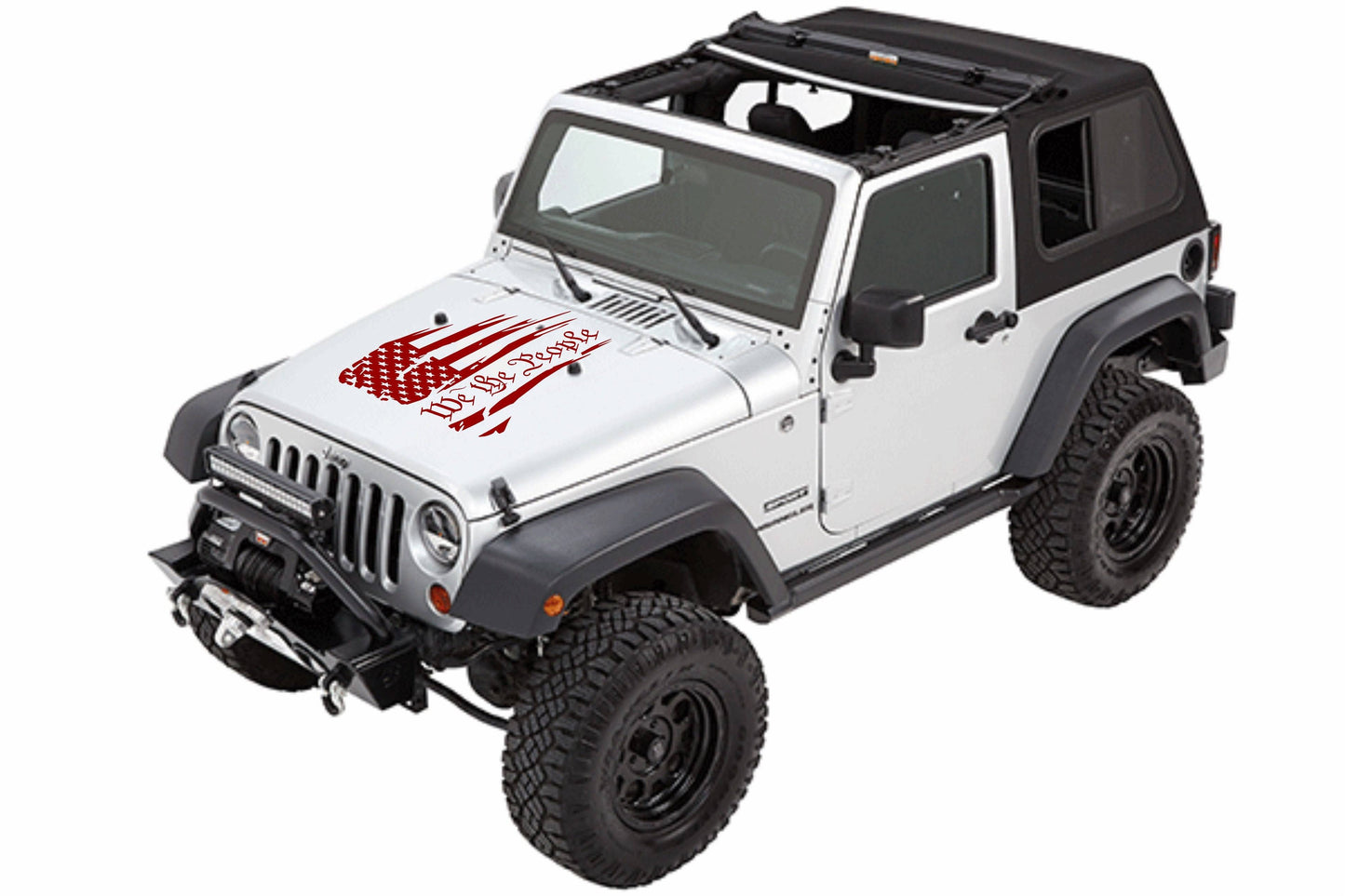 WE THE PEOPLE AMERICAN FLAG HOOD DECAL CAR STICKERS FOR CARS, JEEP WRANGLER, TRUCK, JEEP GLADIATOR