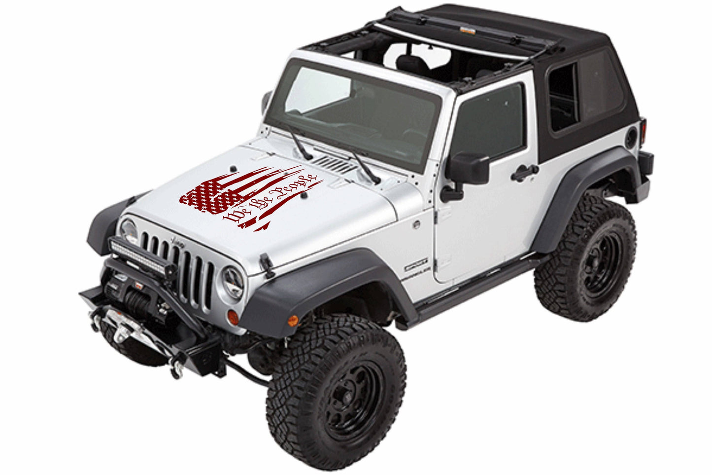 WE THE PEOPLE AMERICAN FLAG HOOD DECAL CAR STICKERS FOR CARS, JEEP WRANGLER, TRUCK, JEEP GLADIATOR