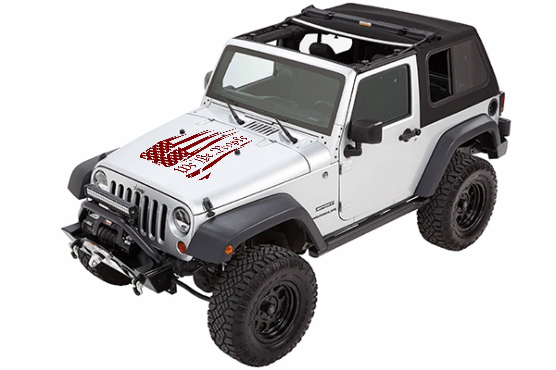 WE THE PEOPLE AMERICAN FLAG HOOD DECAL CAR STICKERS FOR CARS, JEEP WRANGLER, TRUCK, JEEP GLADIATOR