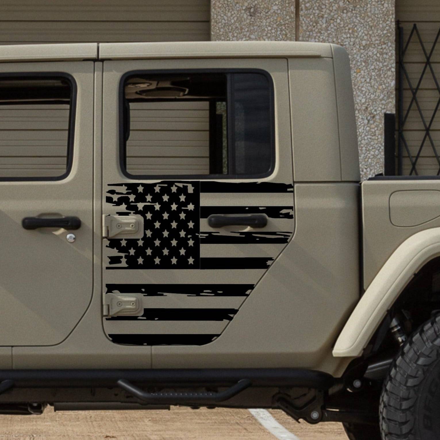 SET OF AMERICAN FLAG VINYL DECAL FOR JEEP GLADIATORS SIDE DOORS