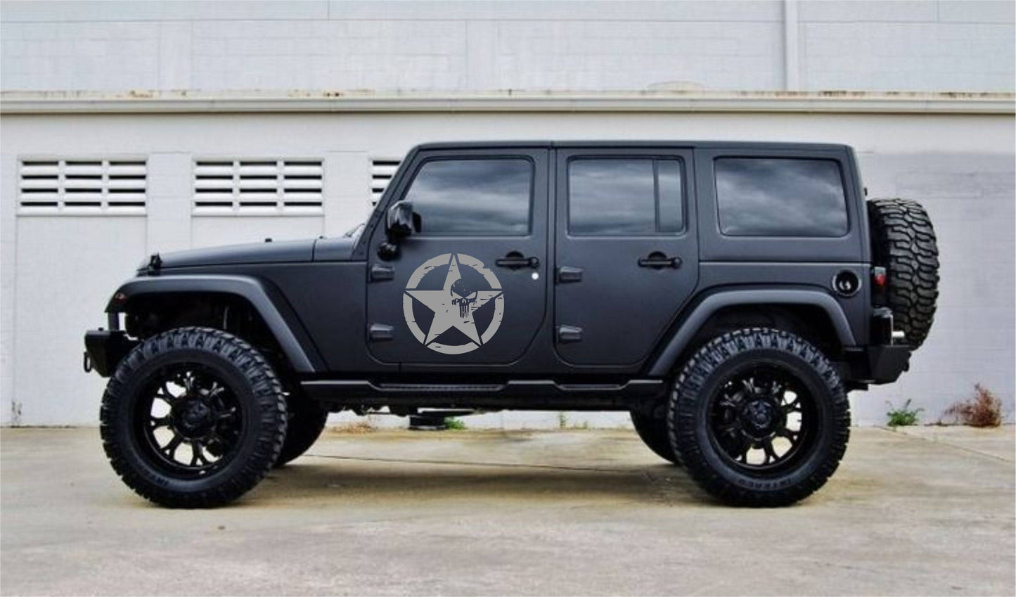 Military Star Punisher Decal for Trucks, Jeeps, Cars, SUVs | Sizes Available