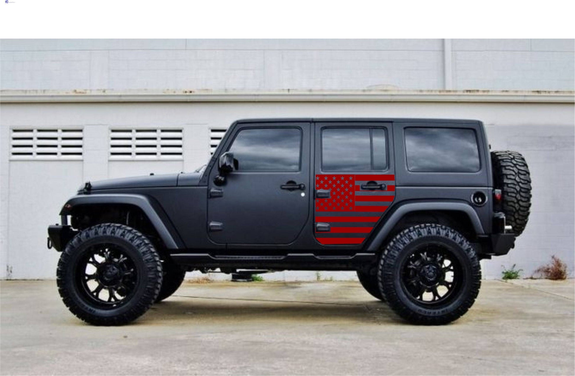 SET OF AMERICAN FLAG VINYL DECAL FOR JEEP WRANGLER 4-DOOR JK 2007-2017