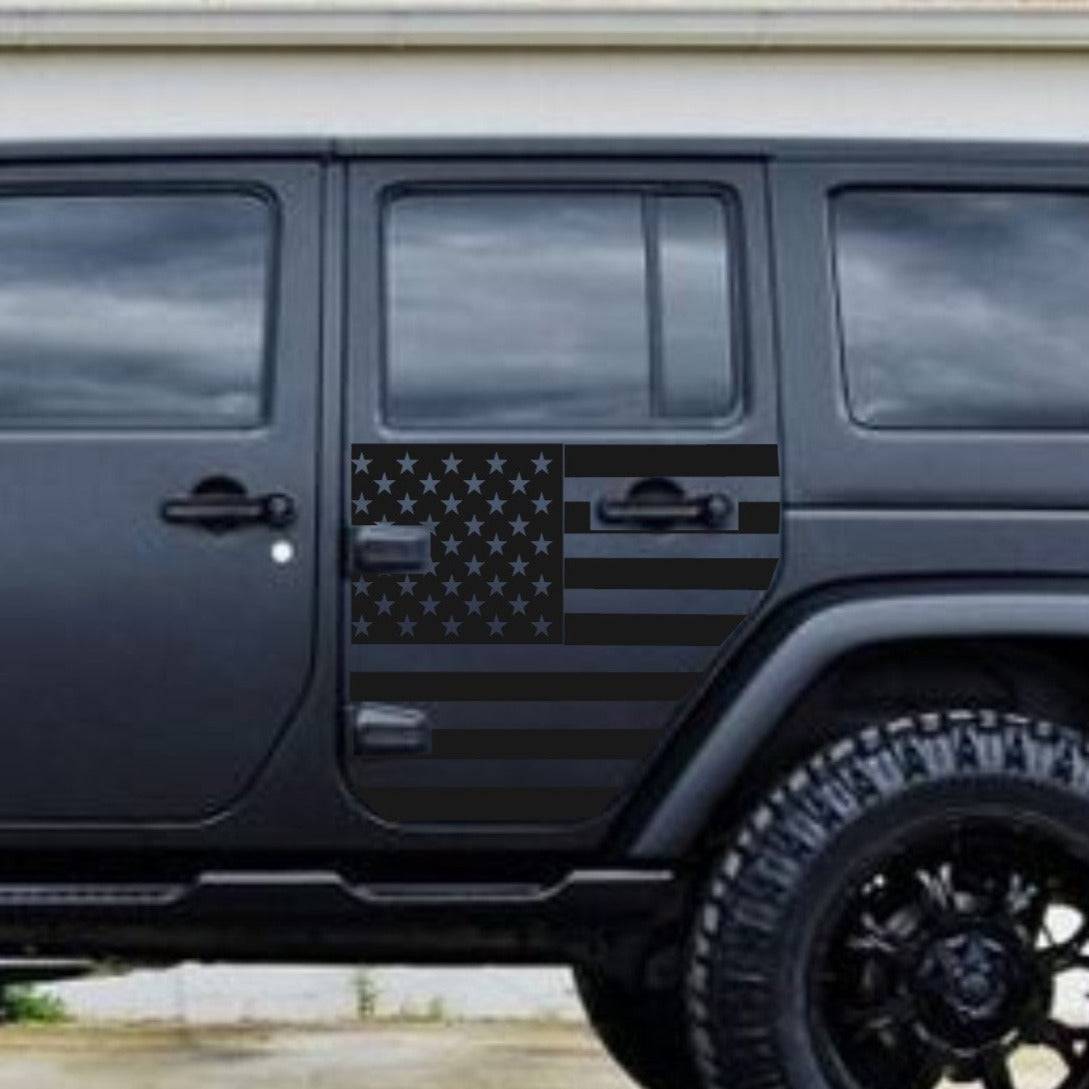 SET OF AMERICAN FLAG VINYL DECAL FOR JEEP WRANGLER 4-DOOR JK 2007-2017