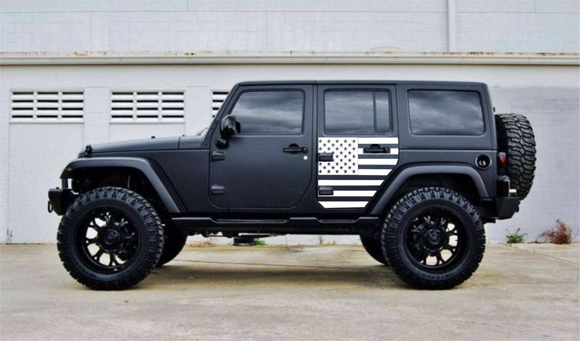 SET OF AMERICAN FLAG VINYL DECAL FOR JEEP WRANGLER 4-DOOR JK 2007-2017