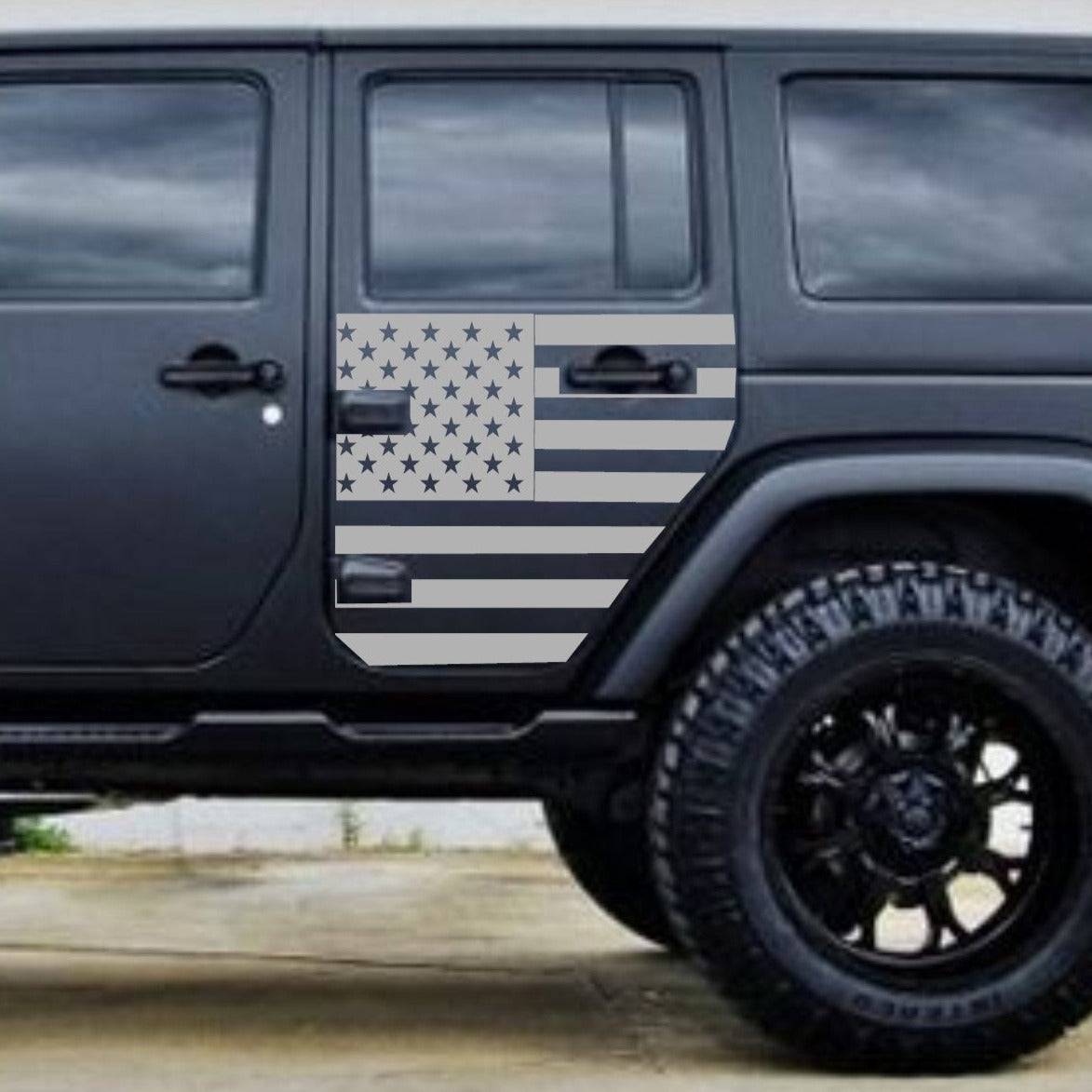 SET OF AMERICAN FLAG VINYL DECAL FOR JEEP WRANGLER 4-DOOR JK 2007-2017