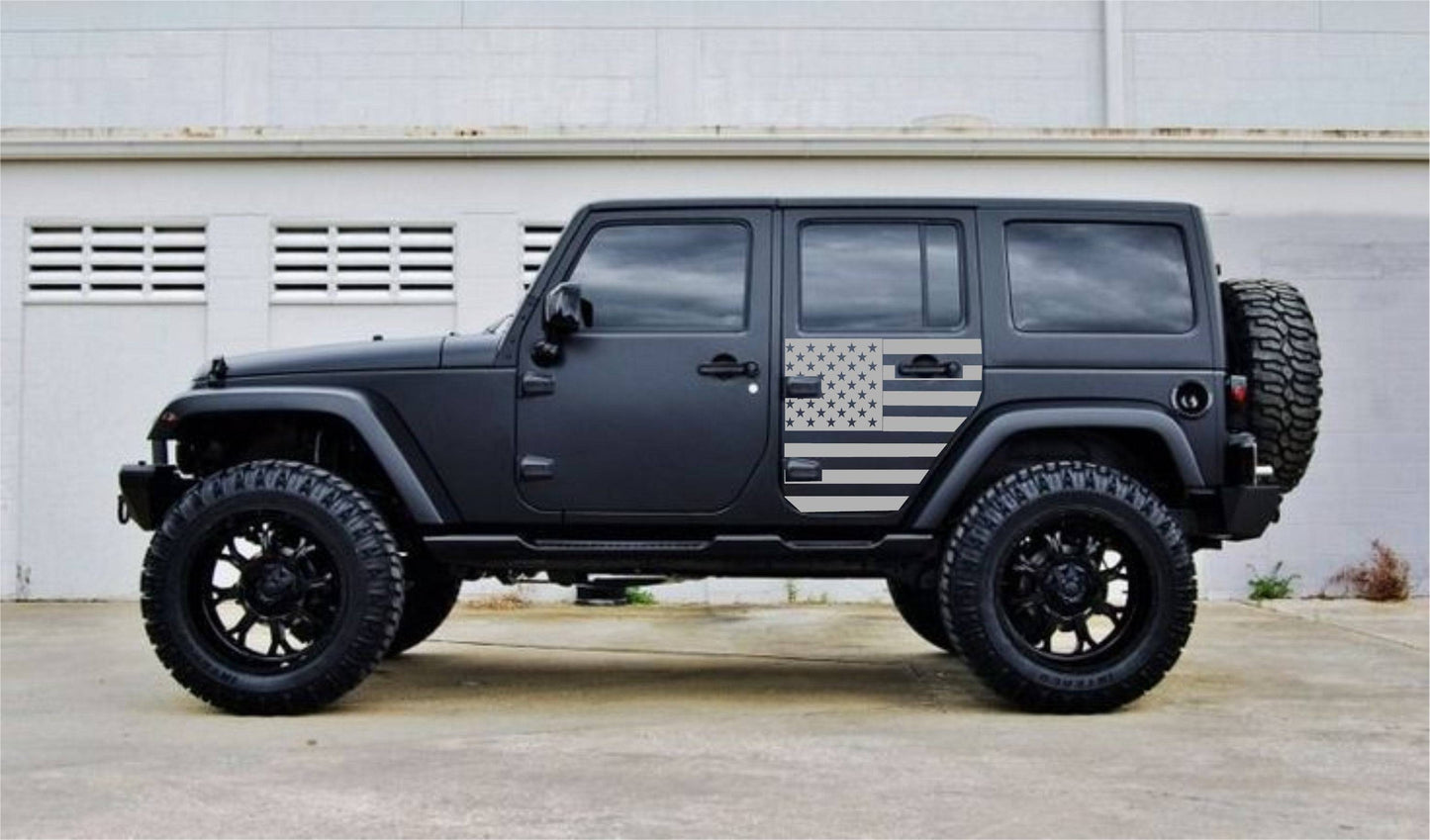 SET OF AMERICAN FLAG VINYL DECAL FOR JEEP WRANGLER 4-DOOR JK 2007-2017