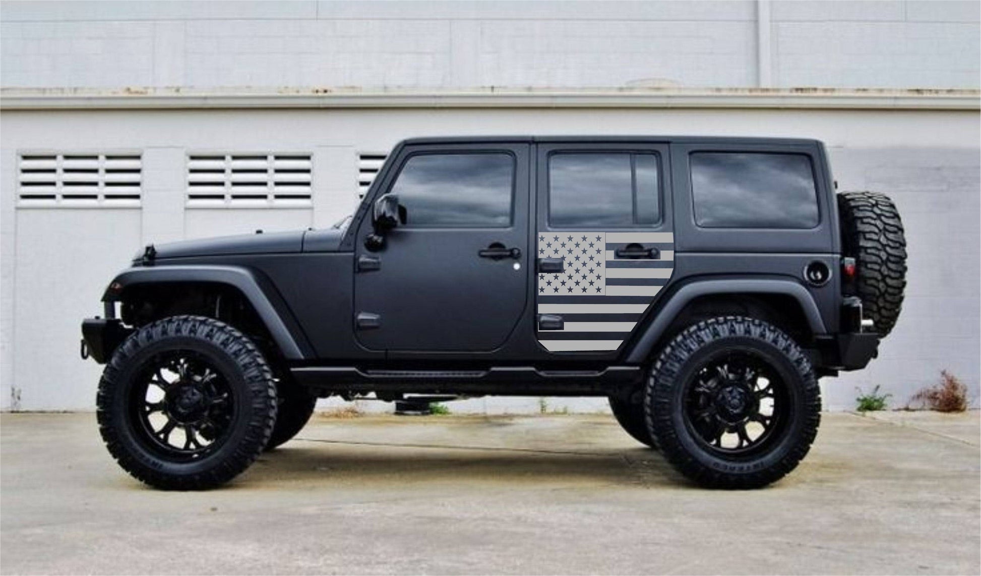 SET OF AMERICAN FLAG VINYL DECAL FOR JEEP WRANGLER 4-DOOR JK 2007-2017