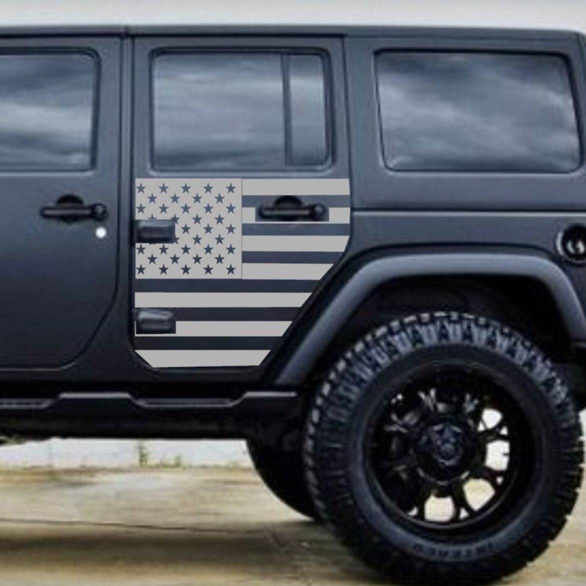 SET OF AMERICAN FLAG VINYL DECAL FOR JEEP WRANGLER 4-DOOR JK 2007-2017