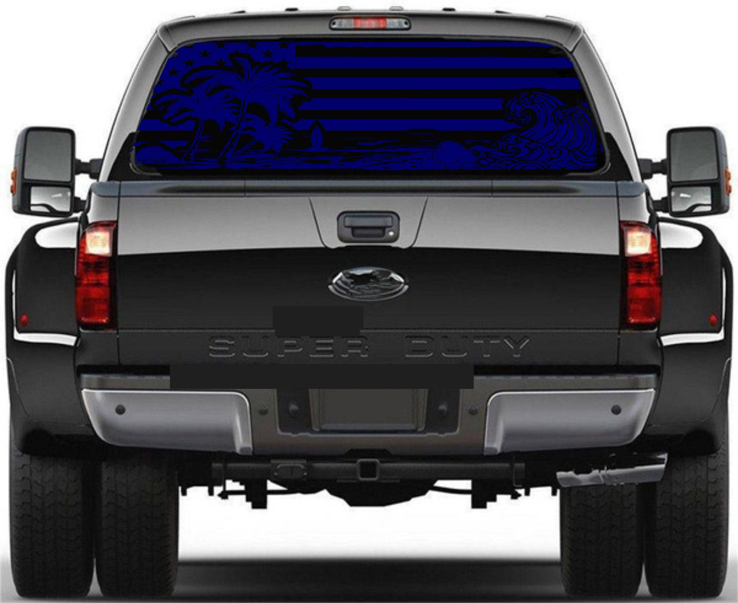 Beach Silhouette American Flag Decal for Any Trucks, SUV's Rear Window. Sizes Available.