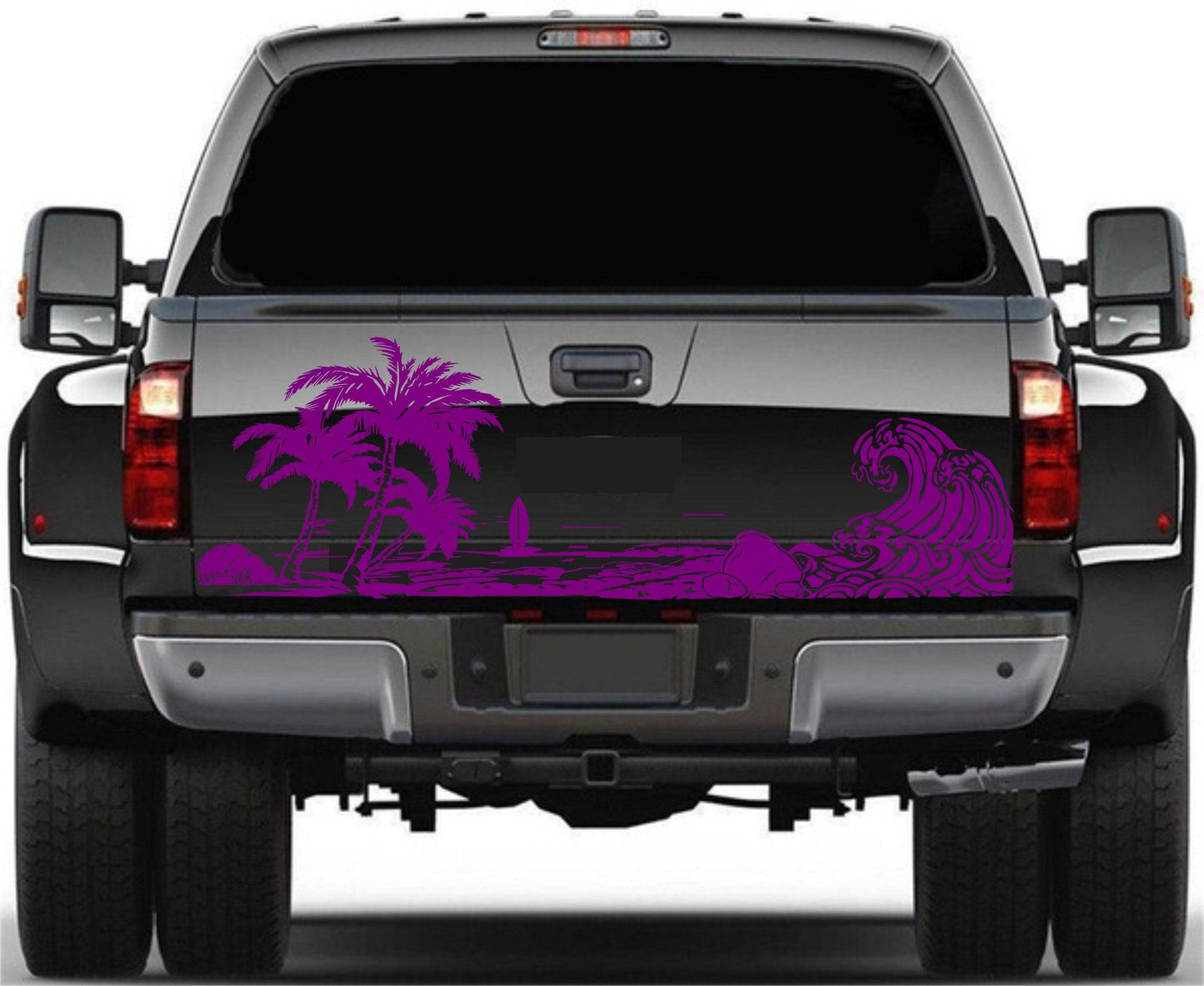 Universal Trucks, SUV's, Vans' Decal Beach Silhouette Palm Trees Surf Tailgate Sticker