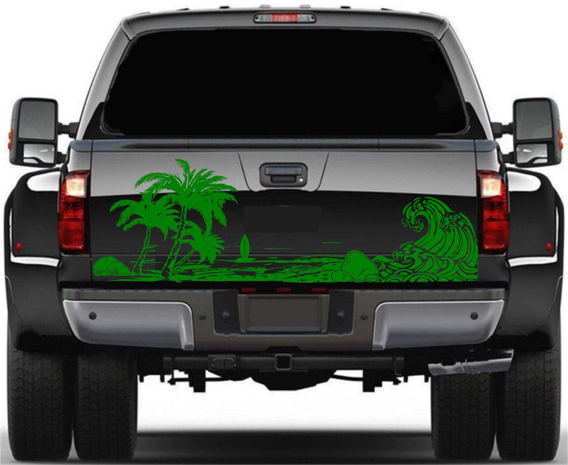 Universal Trucks, SUV's, Vans' Decal Beach Silhouette Palm Trees Surf Tailgate Sticker