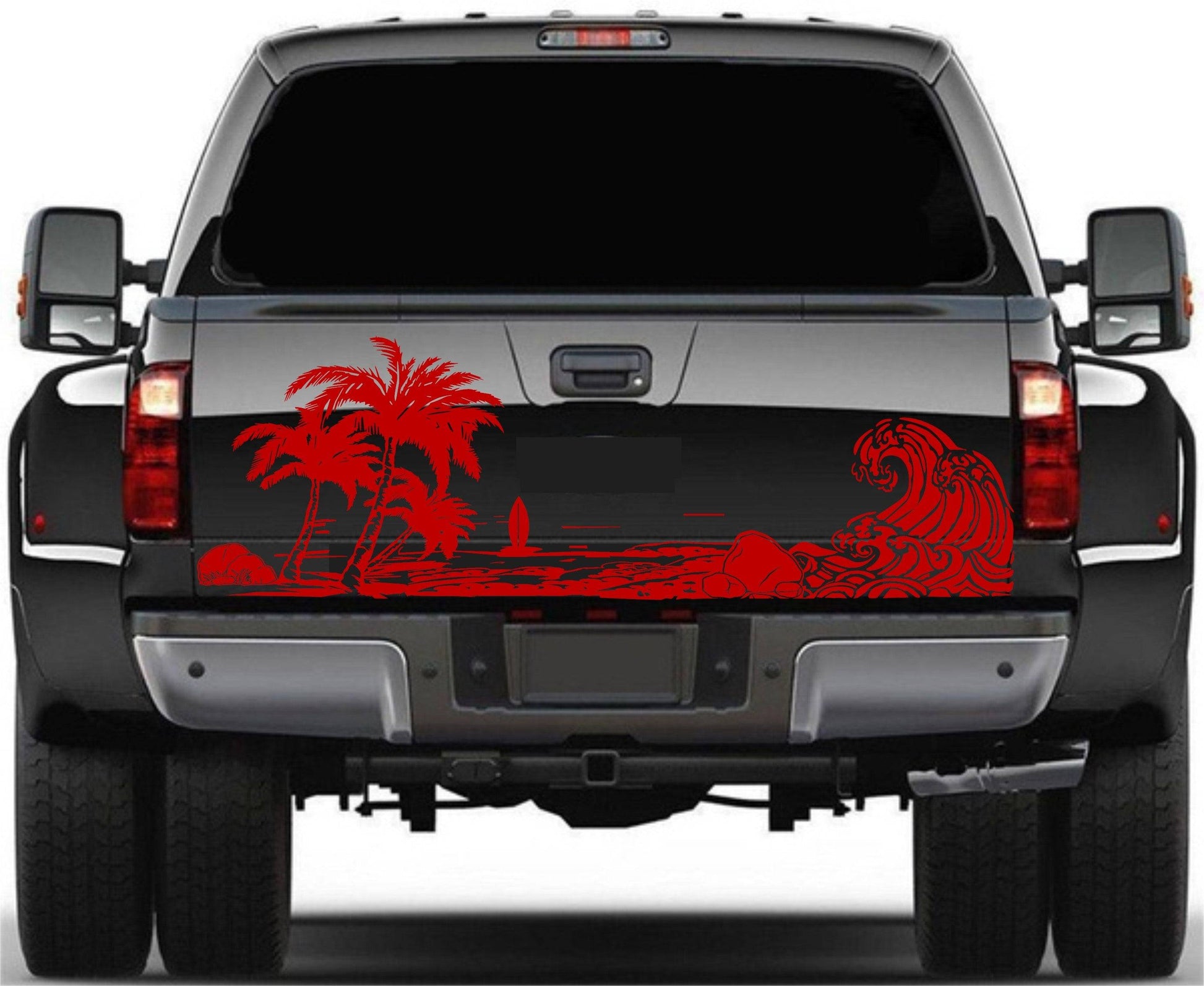 Universal Trucks, SUV's, Vans' Decal Beach Silhouette Palm Trees Surf Tailgate Sticker