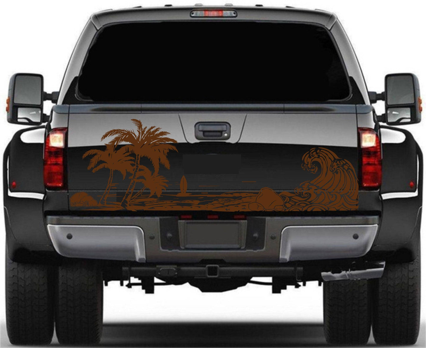 Universal Trucks, SUV's, Vans' Decal Beach Silhouette Palm Trees Surf Tailgate Sticker