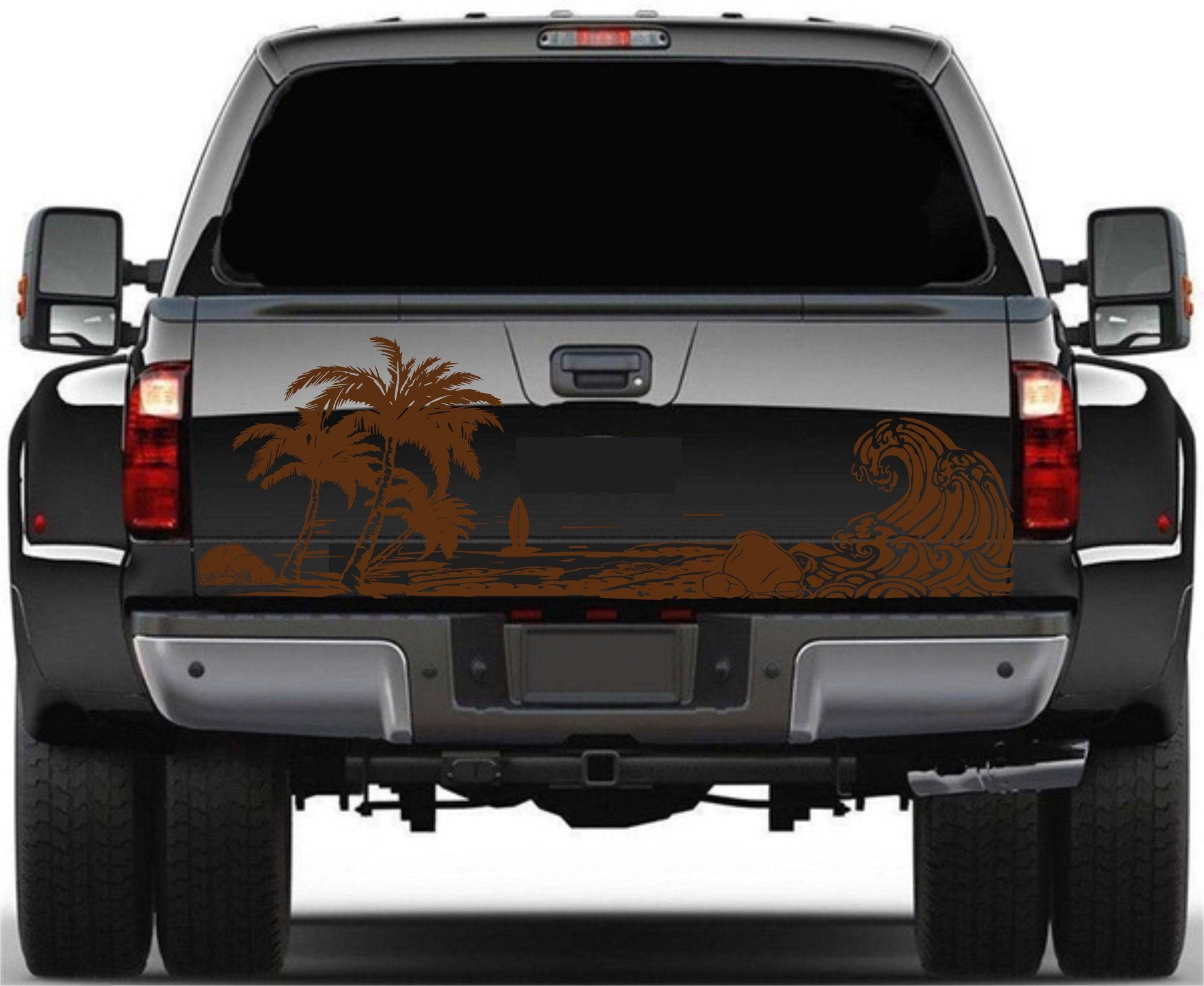 Universal Trucks, SUV's, Vans' Decal Beach Silhouette Palm Trees Surf Tailgate Sticker