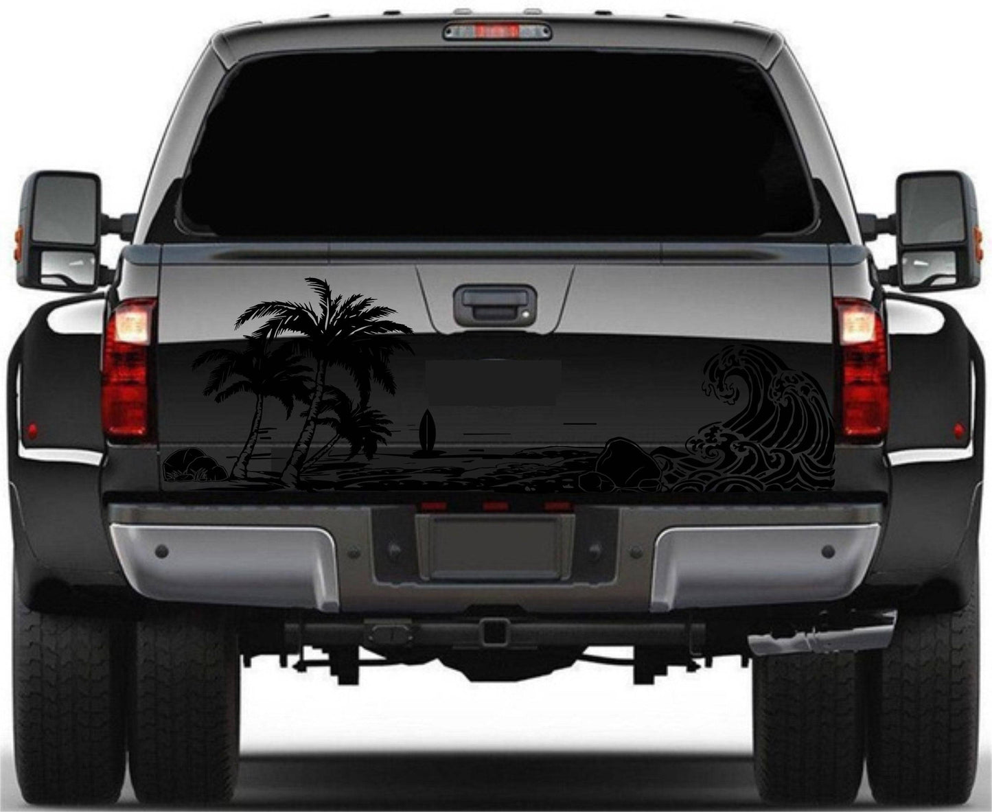 Universal Trucks, SUV's, Vans' Decal Beach Silhouette Palm Trees Surf Tailgate Sticker