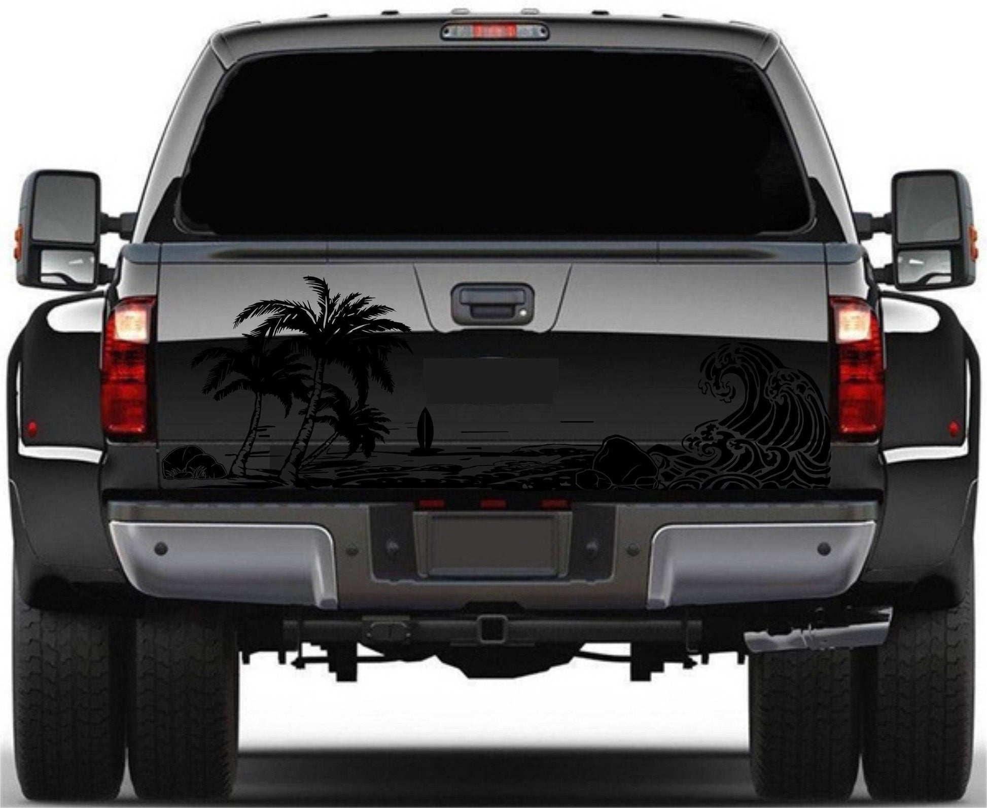 Universal Trucks, SUV's, Vans' Decal Beach Silhouette Palm Trees Surf Tailgate Sticker