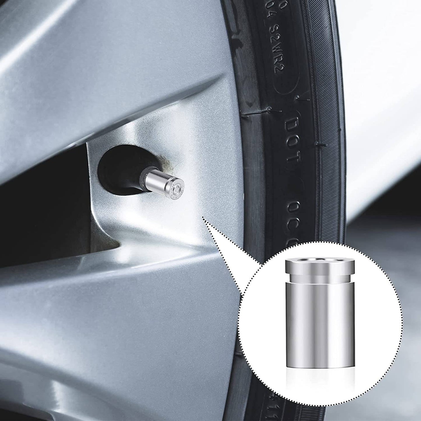 4pc. Tire Valve Stem Caps Casing Valve Stem Tire Gear Valve Caps Metal Aluminum Air Tire Caps Airtight Air Caps for Vehicles Cars, Trucks, Bicycles, Motorcycles and ATV